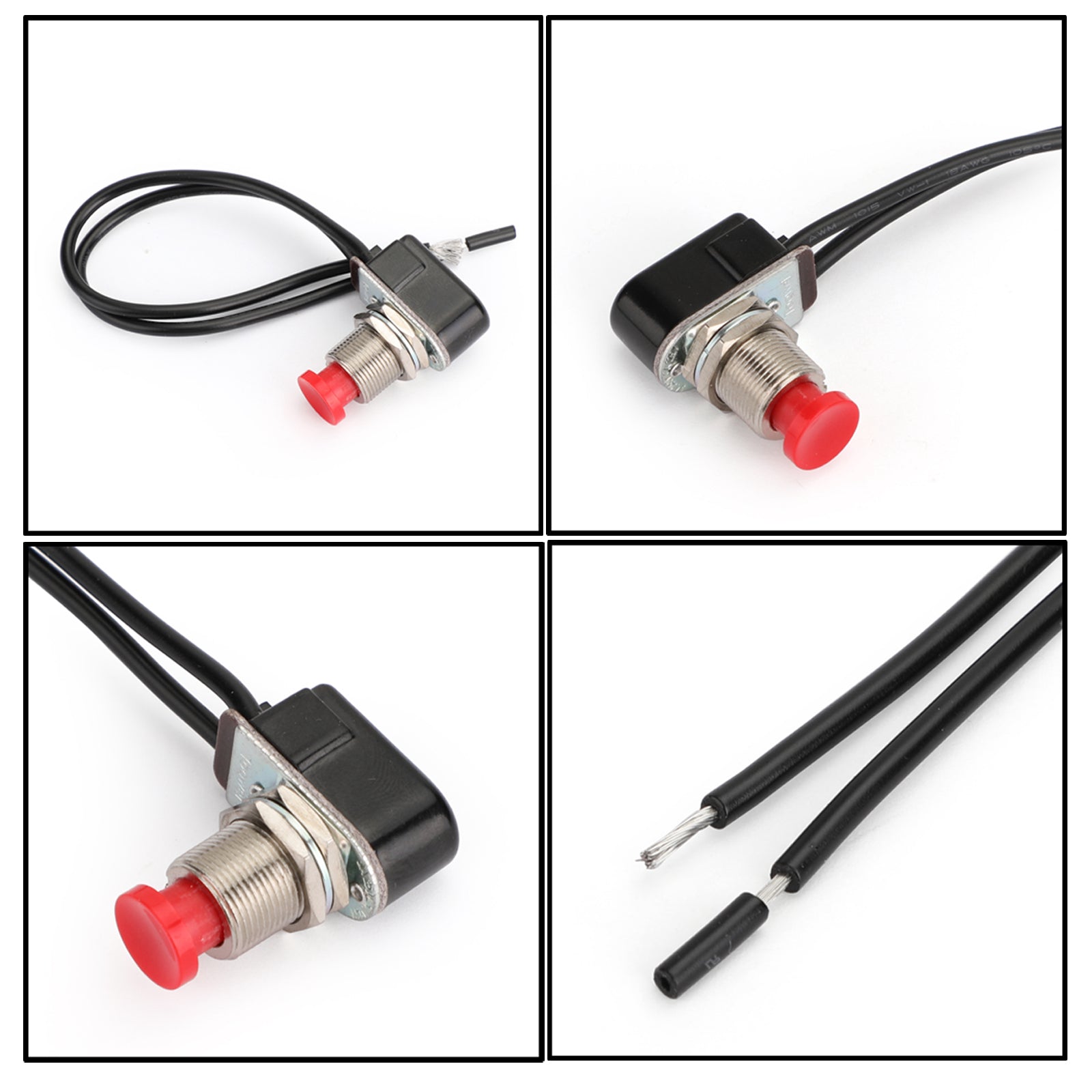 5pc Normally Closed Momentary Self-resetting Push Button Reset Switch w/Wire Red