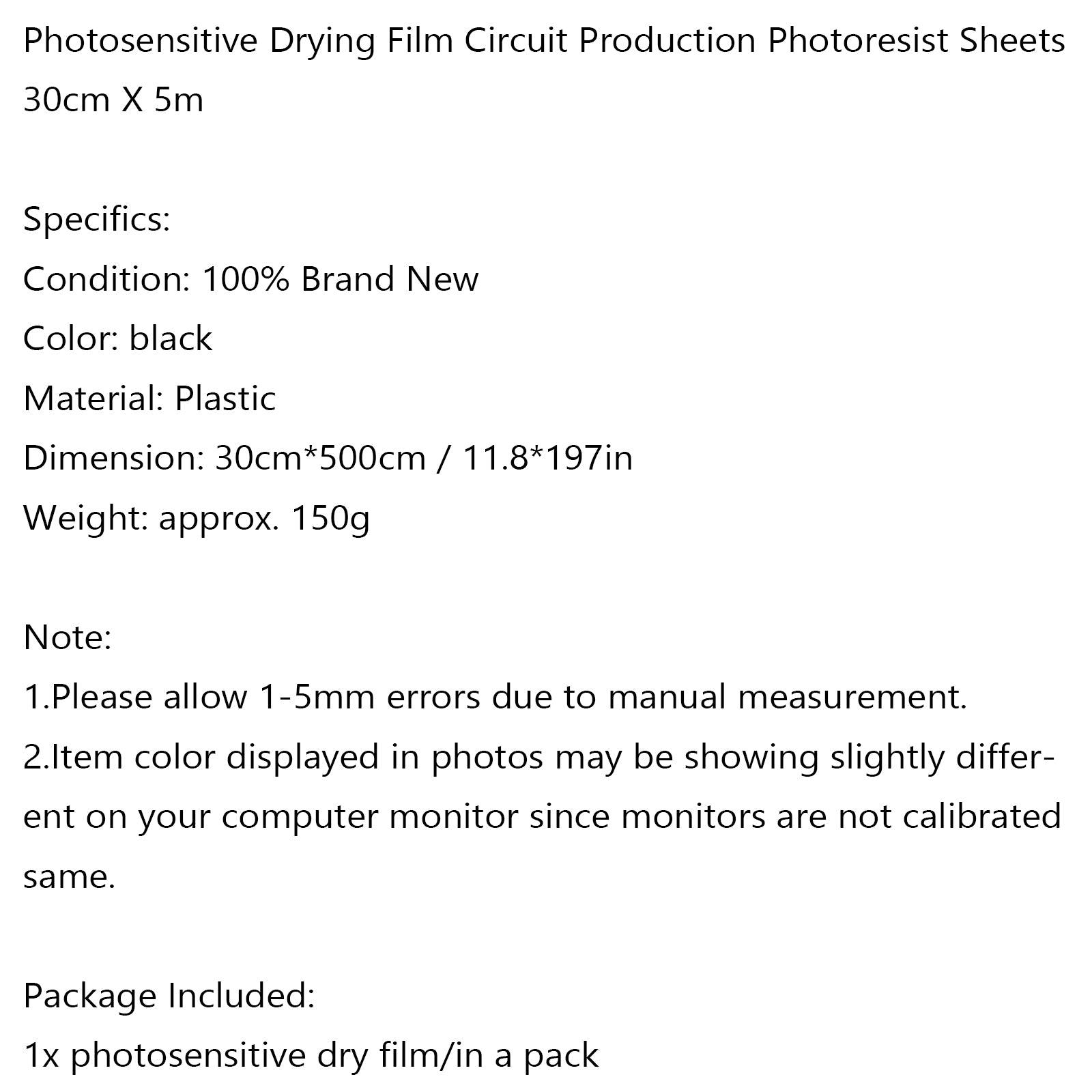 Photosensitive Drying Film Circuit Production Photoresist Sheets 30cm X 5m