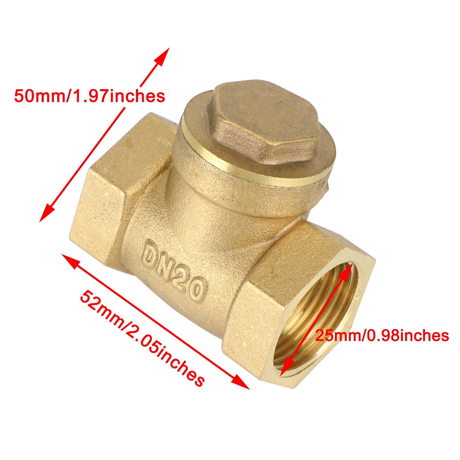 1/2" 3/4" 1" 2" Female Thread Brass Horizontal DN15 Non-Return Swing Check Valve, 3/4"