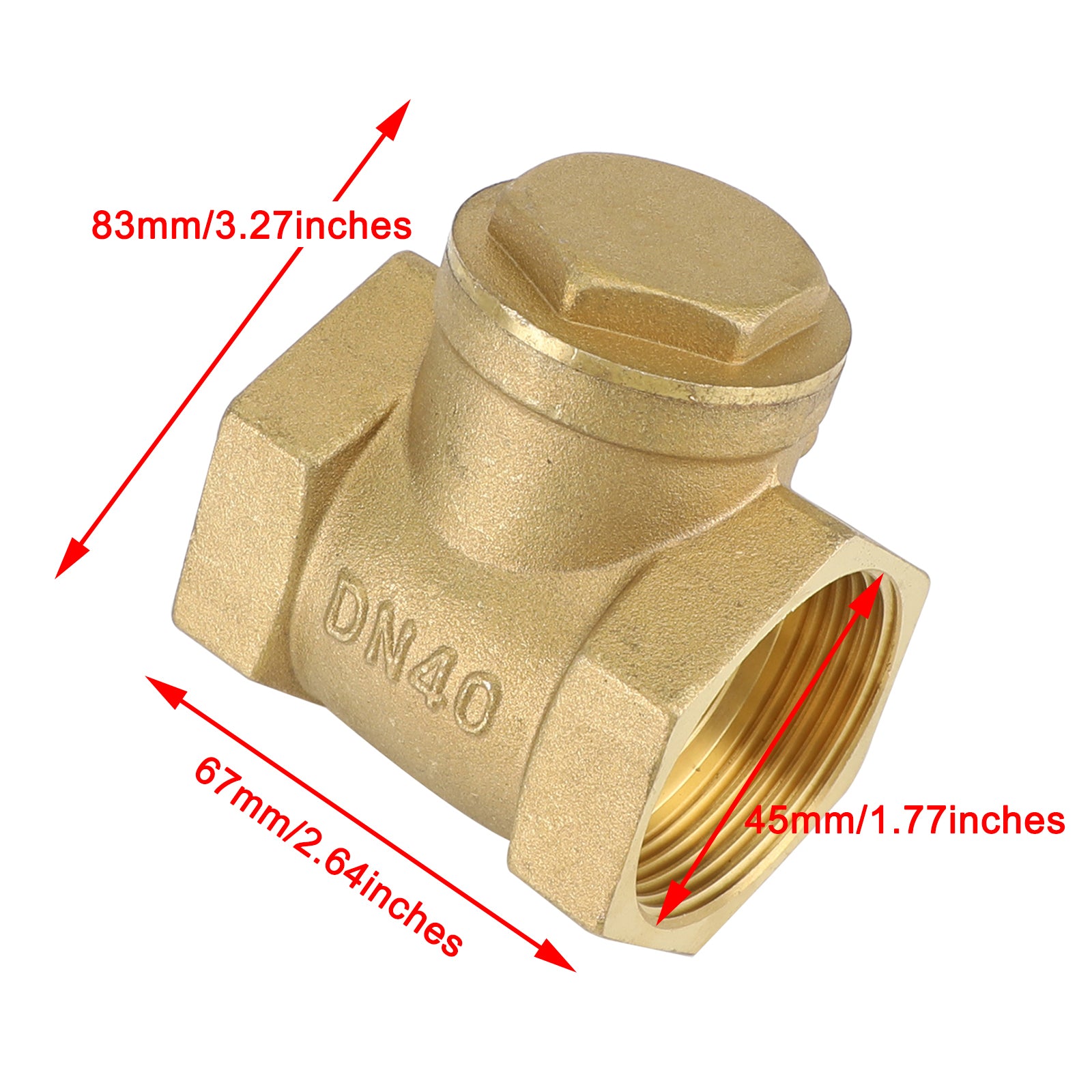 1/2" 3/4" 1" 2" Female Thread Brass Horizontal DN15 Non-Return Swing Check Valve, 1-1/2"
