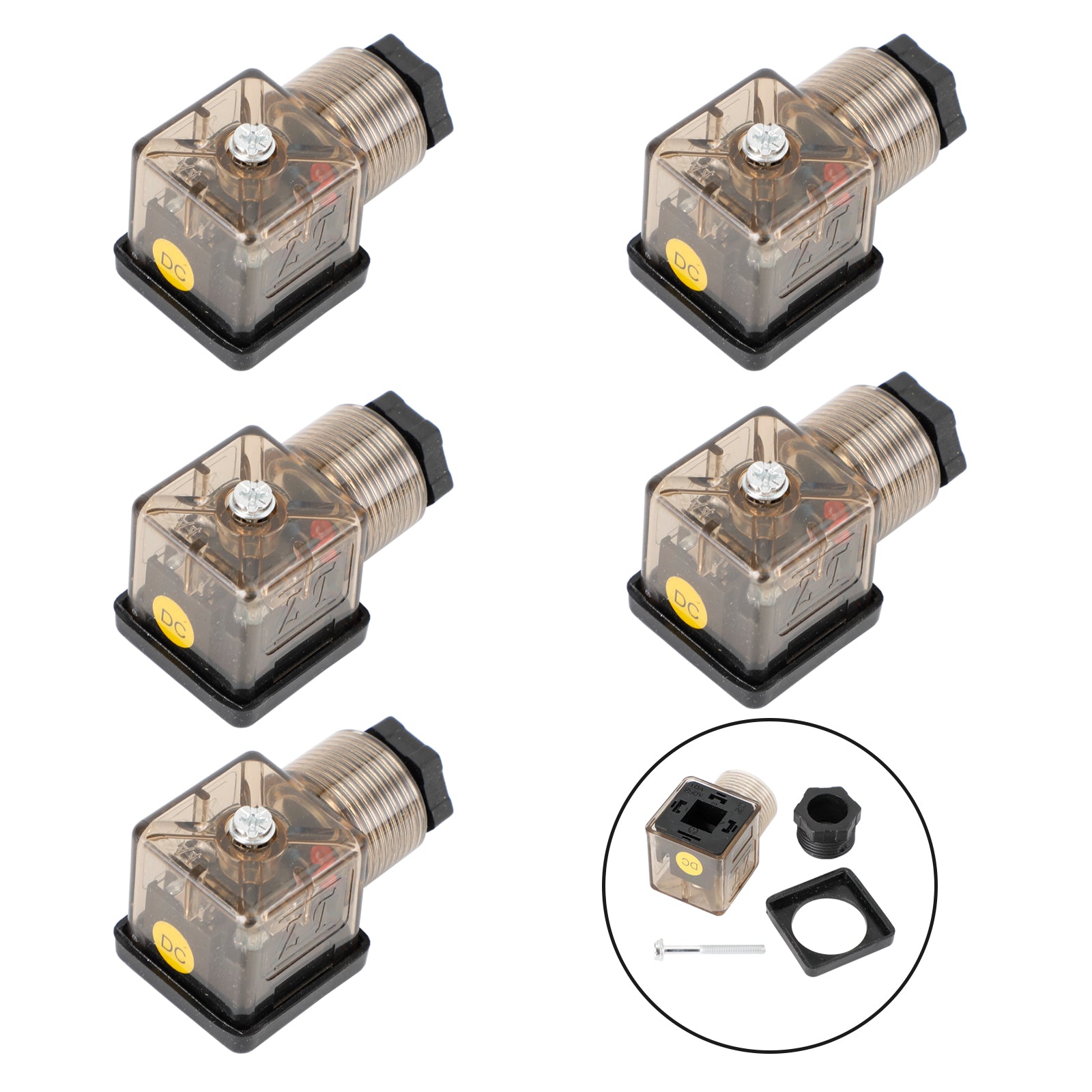 5Pcs Transparent Solenoid Valve Coil 4 Pin Plug Connector Voltage Accessories