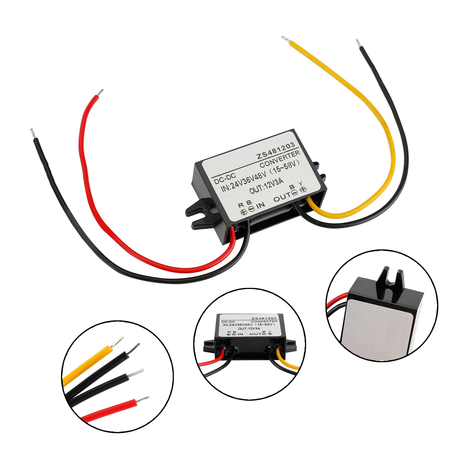 Waterproof DC-DC Converter 24V 36V 48V Step Down to 12V Power Supply Module, 3A