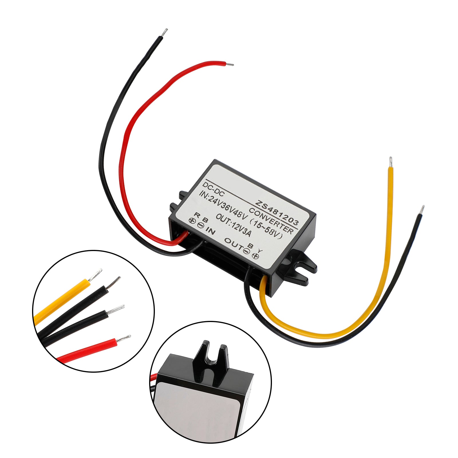 Waterproof DC-DC Converter 24V 36V 48V Step Down to 12V Power Supply Module, 3A