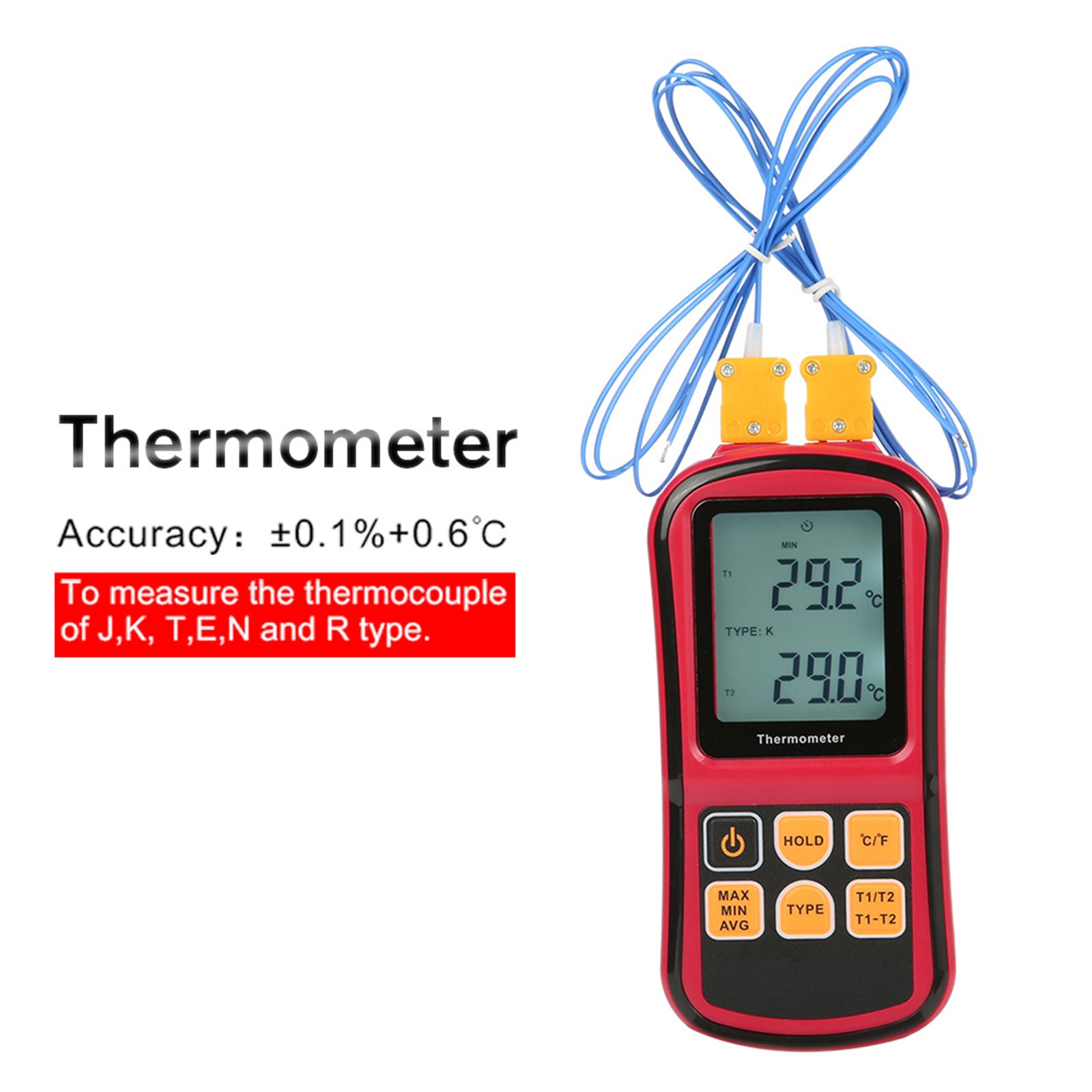 Digital Thermocouple Thermometer Temperature Dual-channel Meter Tester LCD