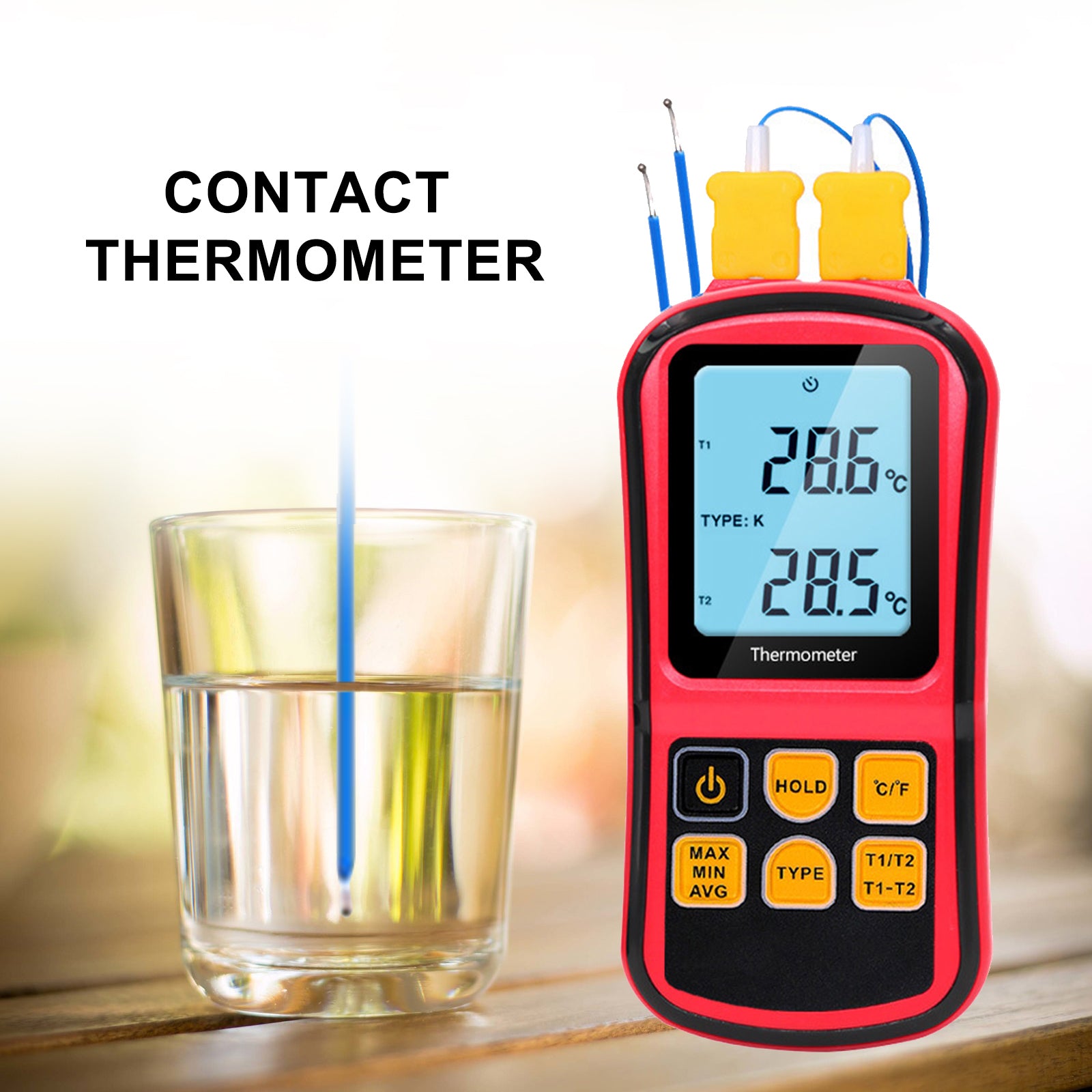 Digital Thermocouple Thermometer Temperature Dual-channel Meter Tester LCD