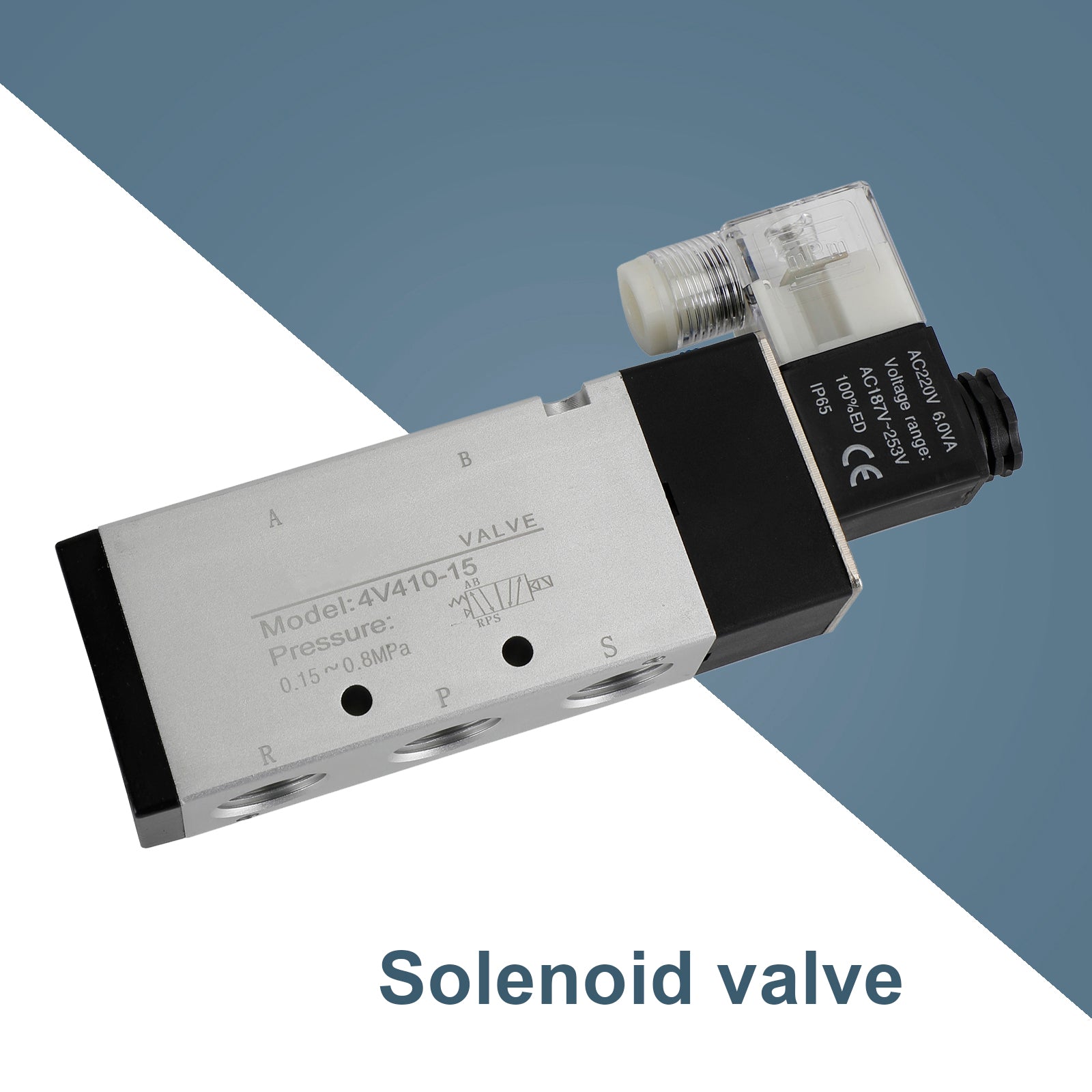 Pneumatic Electric Solenoid Air Valve 4V410-15 AC 220V 2 Position 5 Way PT 1/2"