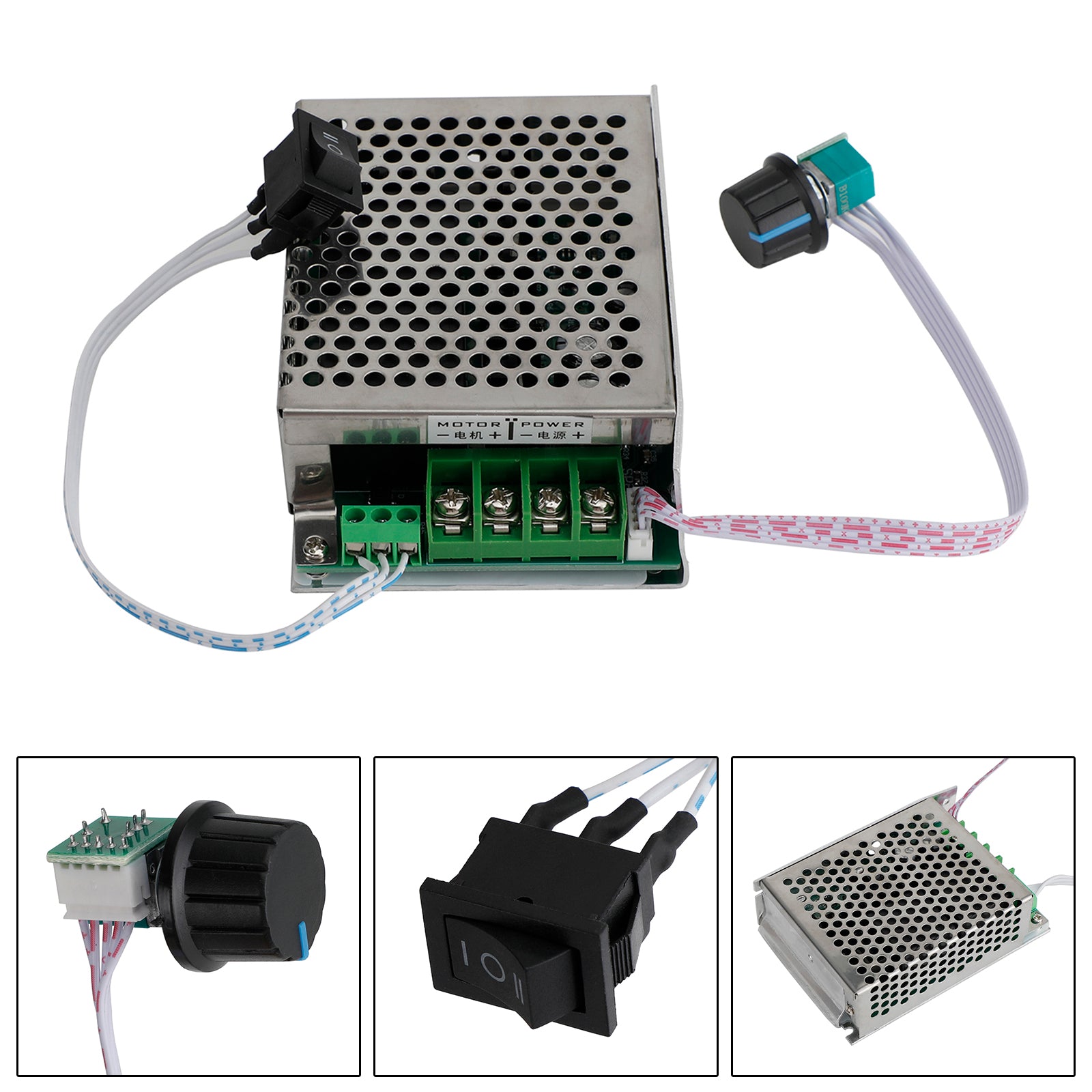 DC10V-50V 12V 24V 36V 40A PWM DC Motor Speed Controller CW CCW Reversible Switch