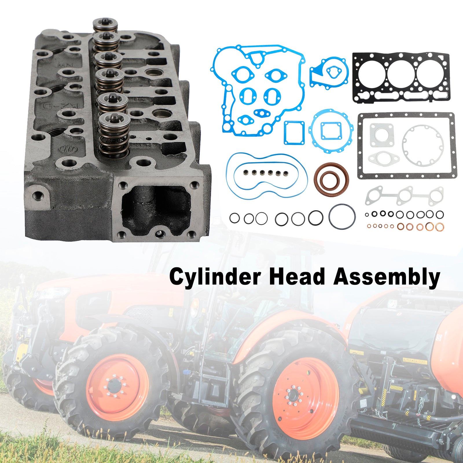 Complete Cylinder Head With Valve Spring & Gasket Kit For Kubota D1105 RTV1100