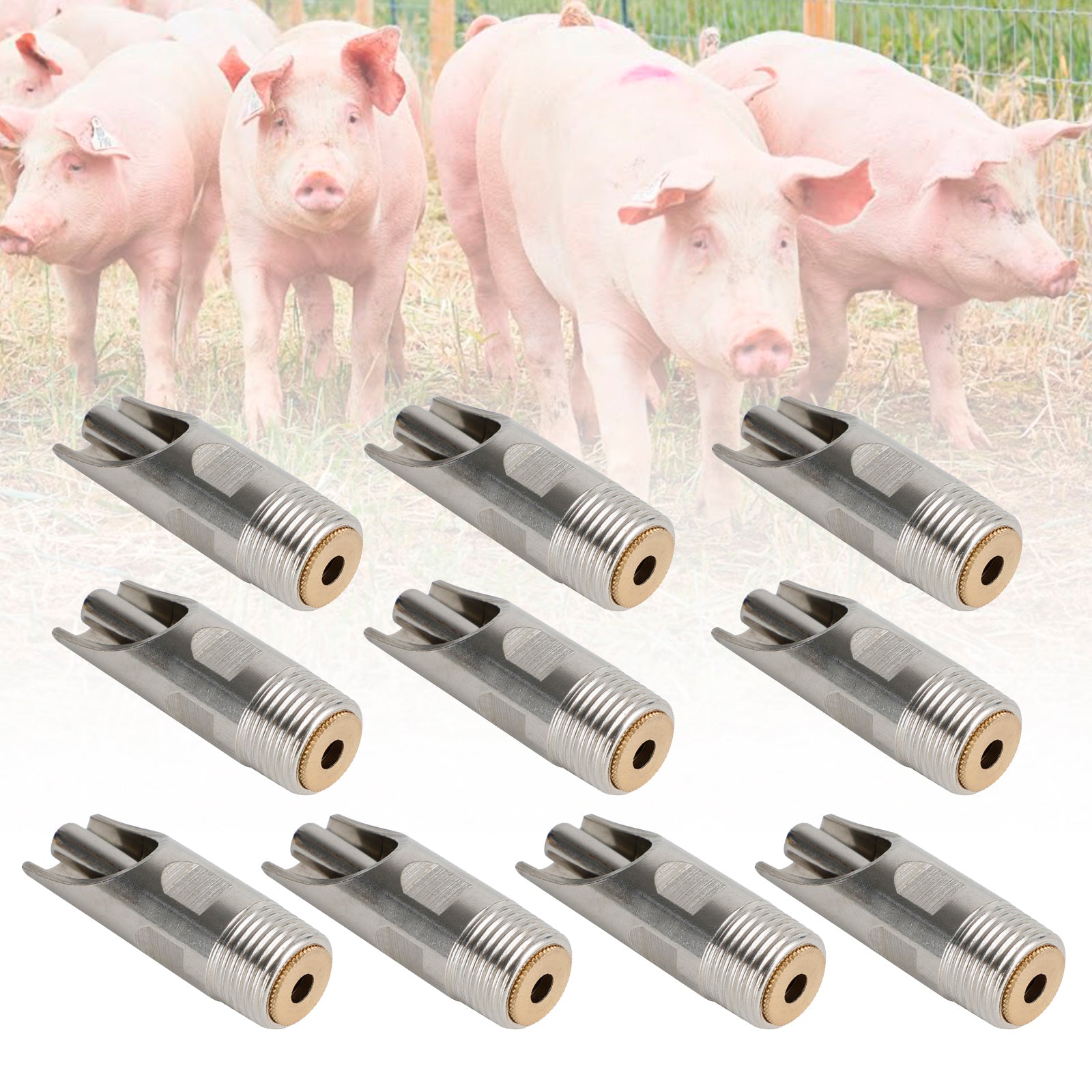 10Pc 1/2" Npt Pig Hog Nipple Drinker Automatic Waterer Feeder Stainless Steel