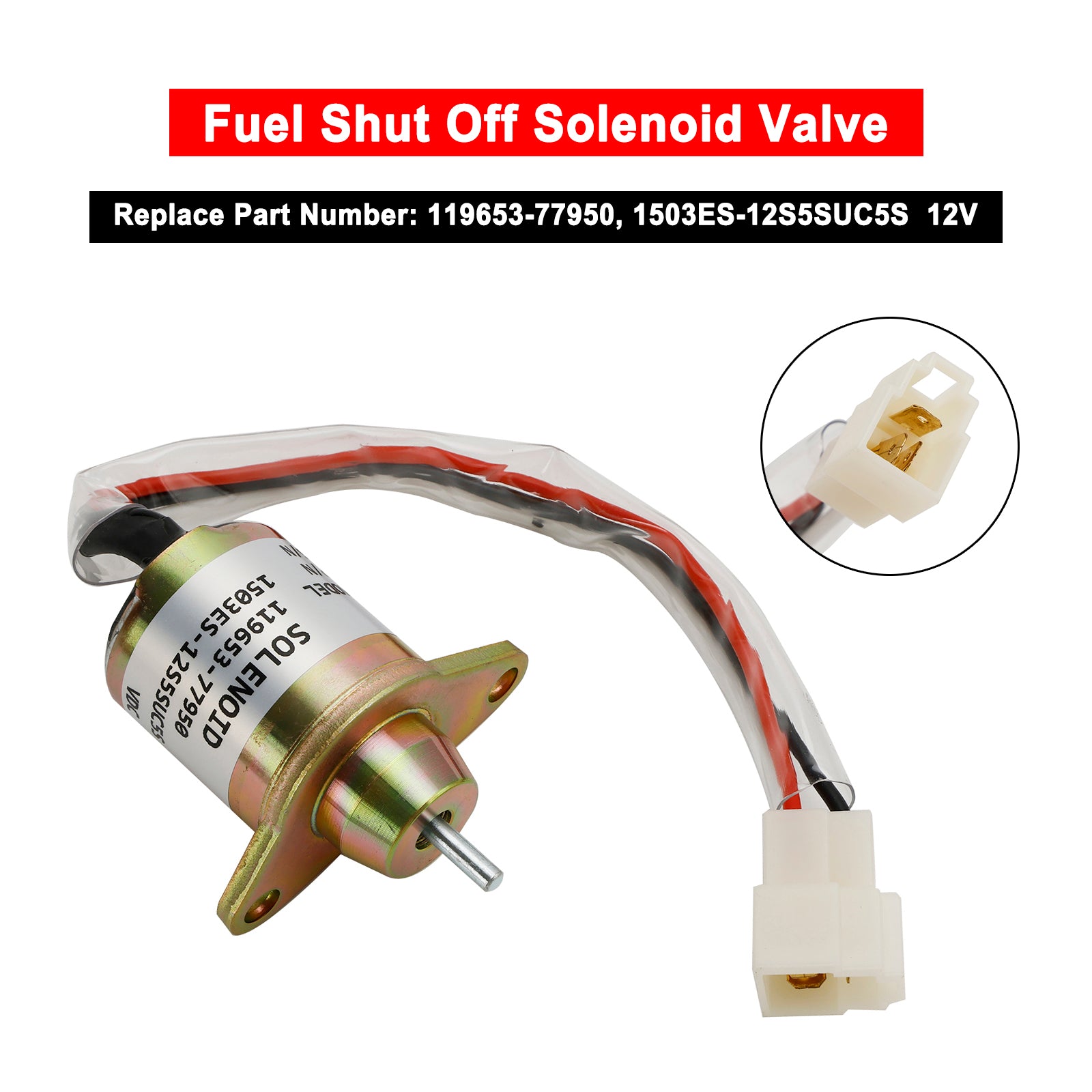 Fuel Shut Off Solenoid Valve Fits For Yanmar 1503ES-12S5SUC5S 119653-77950