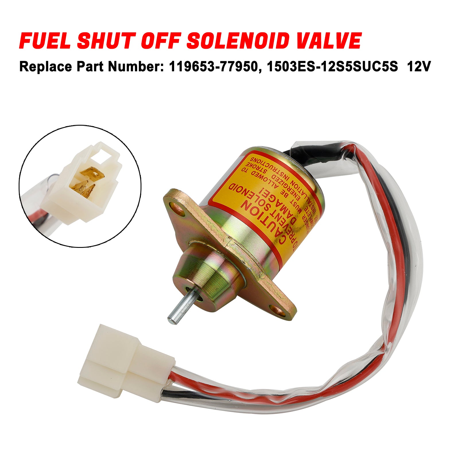 Fuel Shut Off Solenoid Valve Fits For Yanmar 1503ES-12S5SUC5S 119653-77950