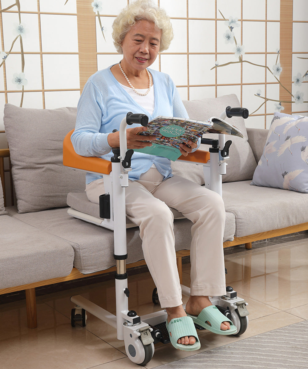 Patient Chair Transferred Lift Wheelchair w/180° Split Seat and Bedpan 440 lb