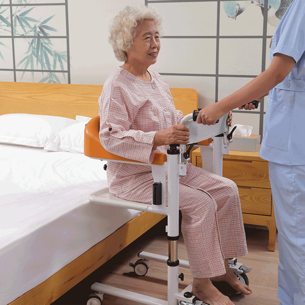 Patient Chair Transferred Lift Wheelchair w/180° Split Seat and Bedpan 440 lb