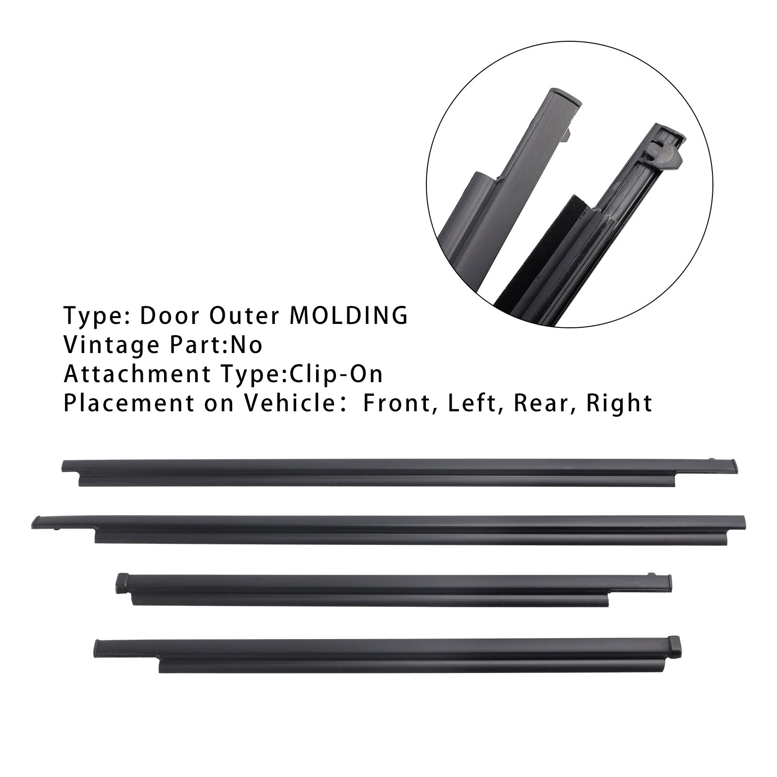 1996-2001 TOYOTA 4RUNNER 4PCS Door Glass Belt Outer Molding Weatherstrip