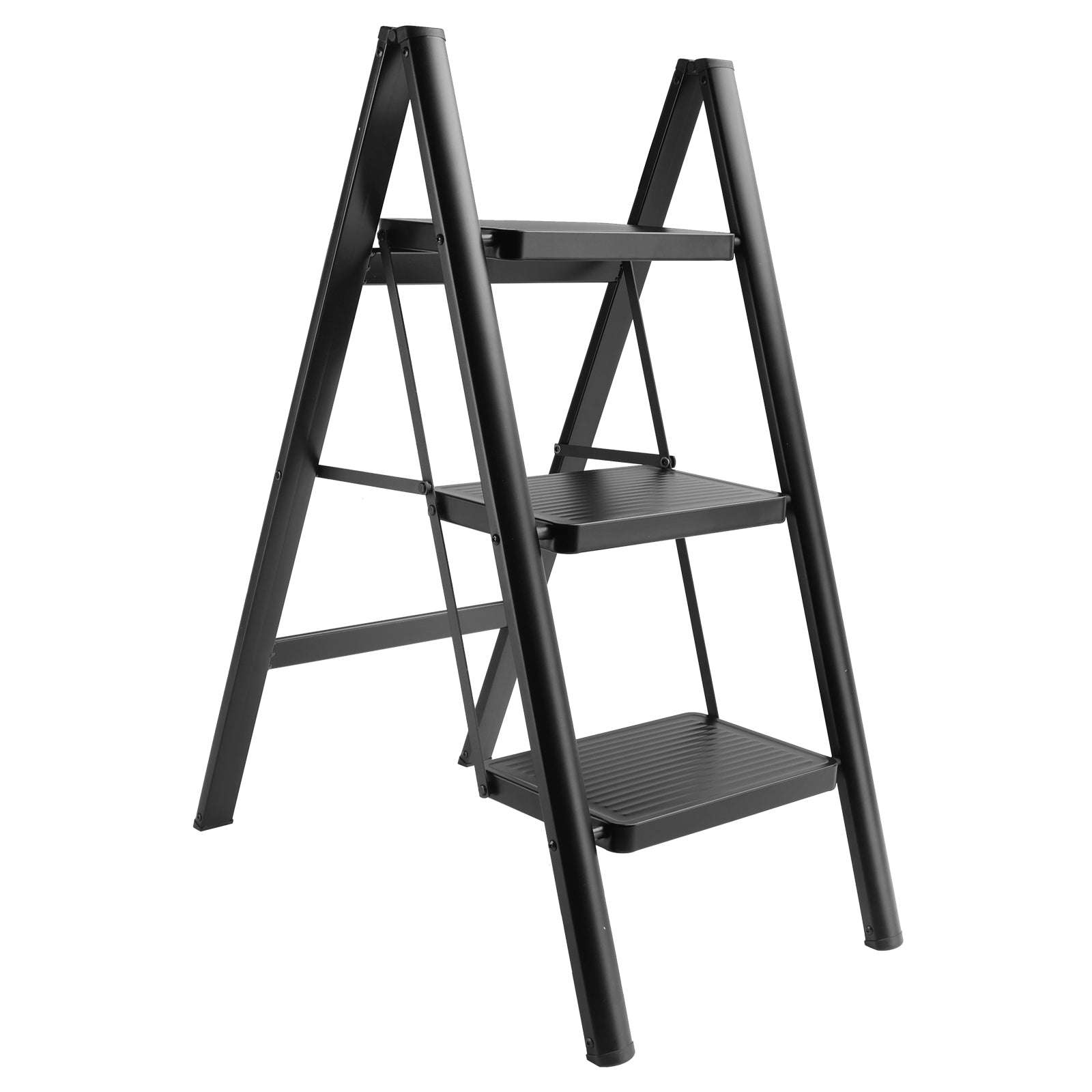 Lightweight 3 Step Ladder, Foldable with Wide Pedals, Compact Storage, 150kg Load Capacity
