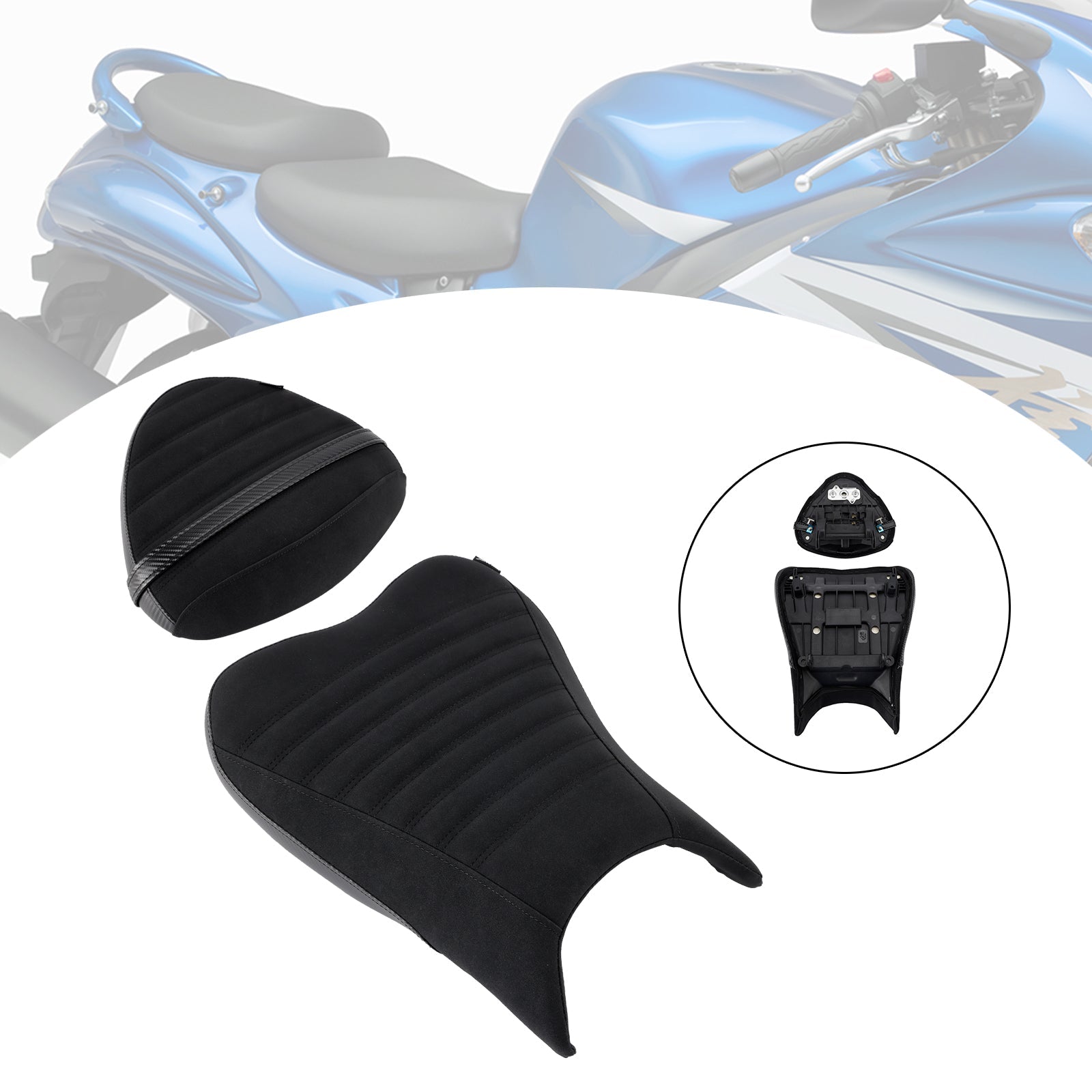 2022-2024 For Suzuki Hayabusa 1300 Lower Front W/ Rear Seat Driver Pillion Black1
