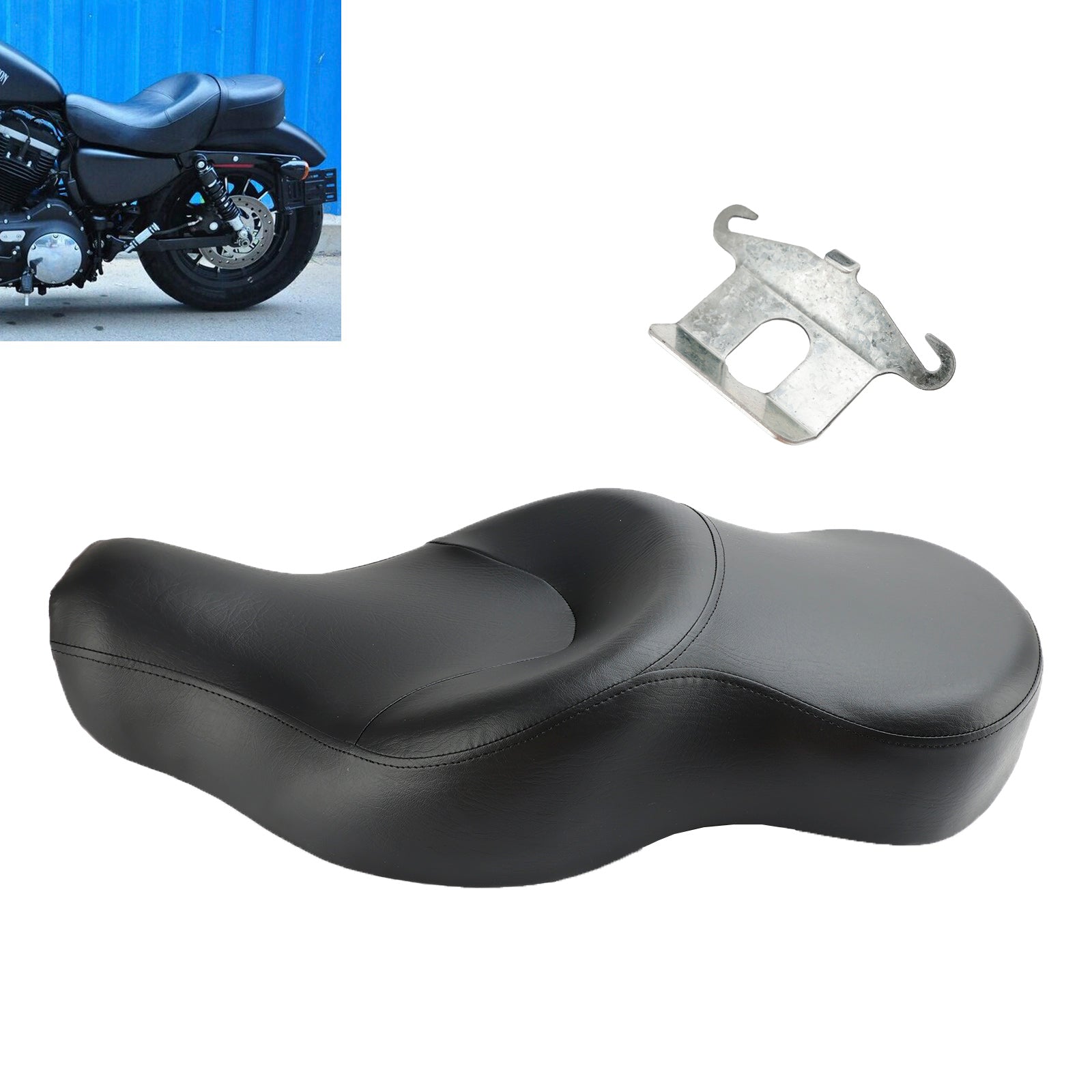 2007-2010 Davidson XL 883L Low (EFI) 2-up Black Seat Driver&Passenger For Leather