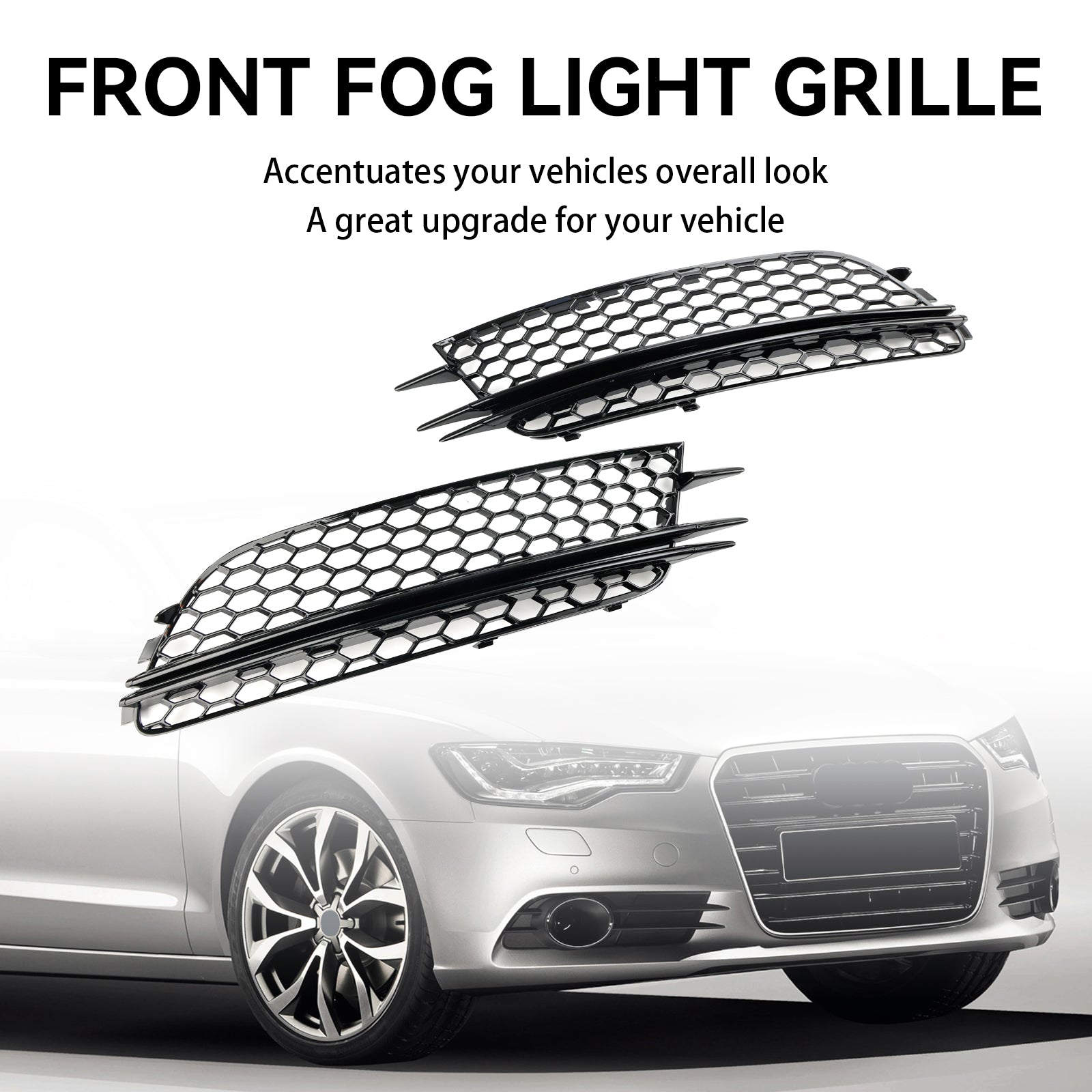 2012-2015 Audi A6 4G C7 2PCS Front Fog Light Cover Bezel Bumper Grille
