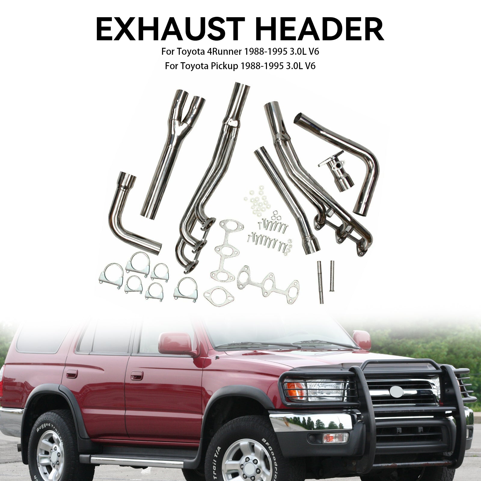 Stainless Exhaust Manifold Headers Fit Toyota 4Runner Pickup 1988-1995 3.0L V6