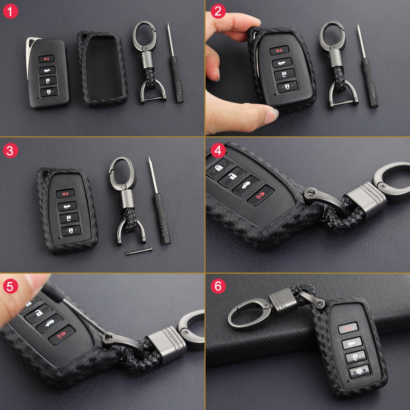 Leather Silicone Car Key Case Cover With Buckle For Lexus