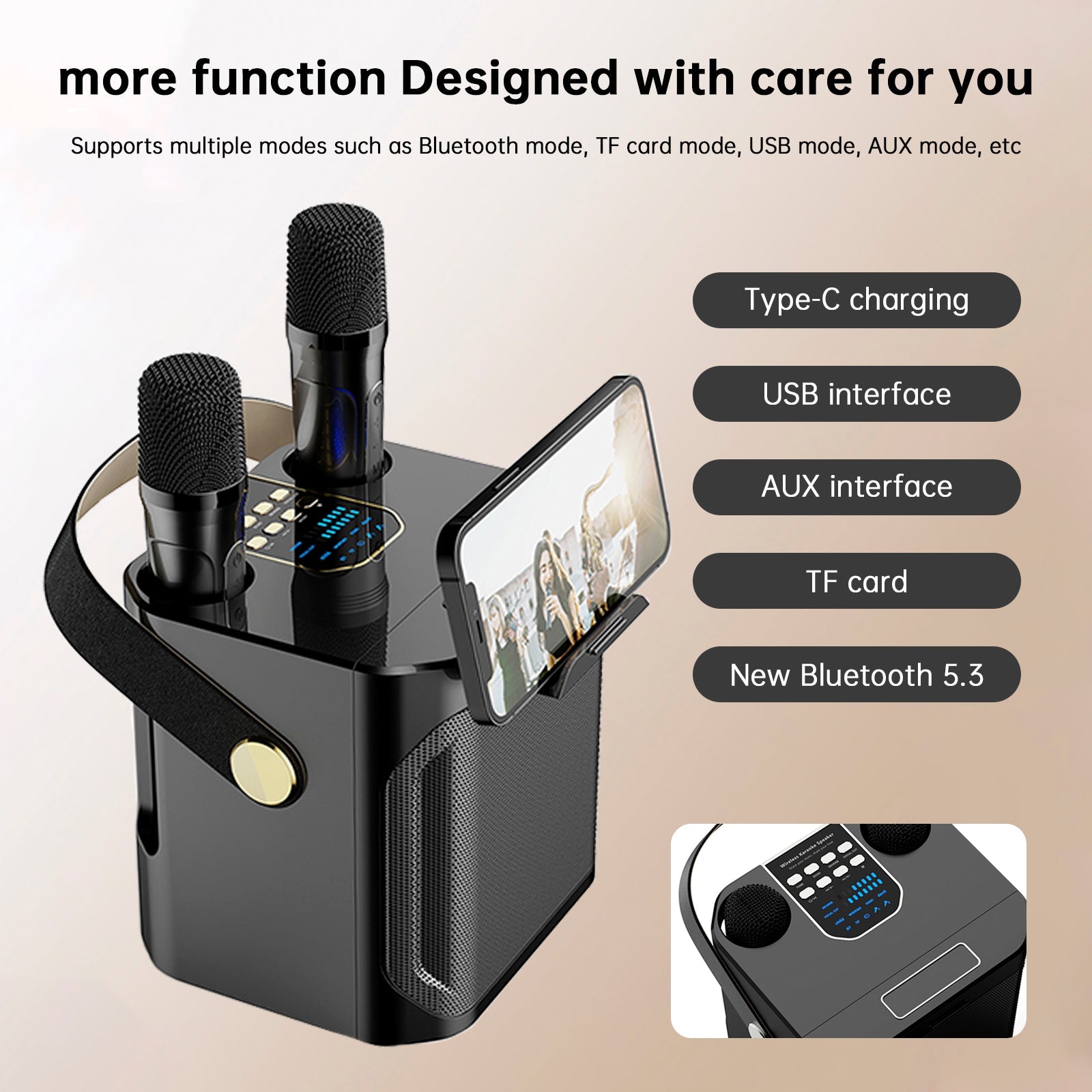 Wireless Bluetooth Speaker Dual Microphone Karaoke Home Portable Karaoke Speaker