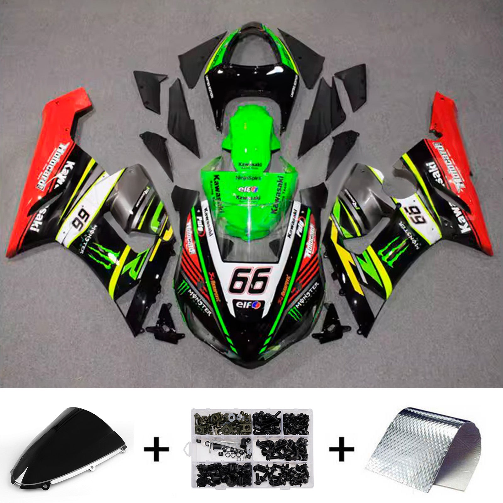 Injection Fairing Kit Bodywork Plastic ABS fit For Kawasaki ZX6R 636 2005-2006
