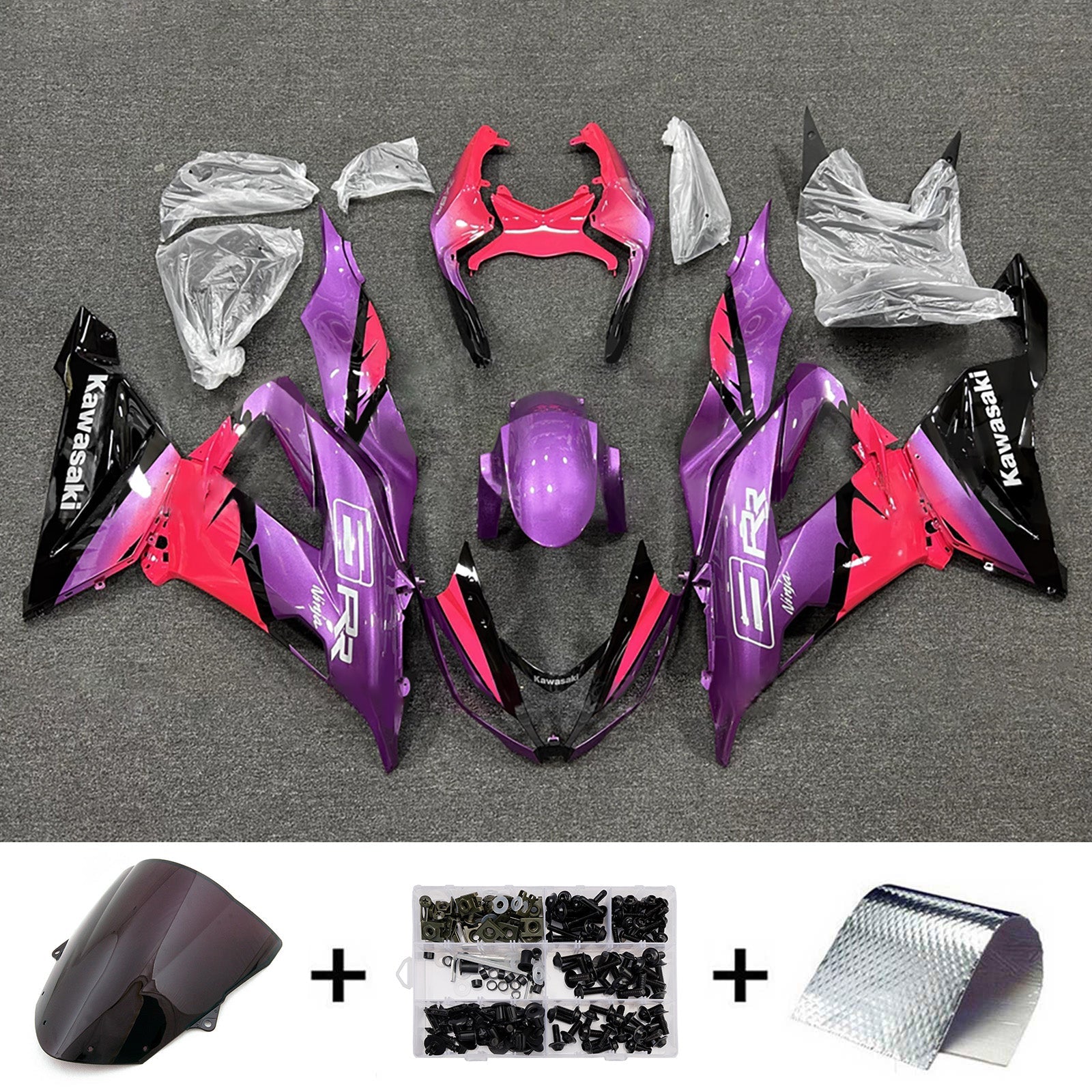 Injection Fairing Kit Bodywork Plastic ABS fit For Kawasaki ZX6R 636 2013-2018