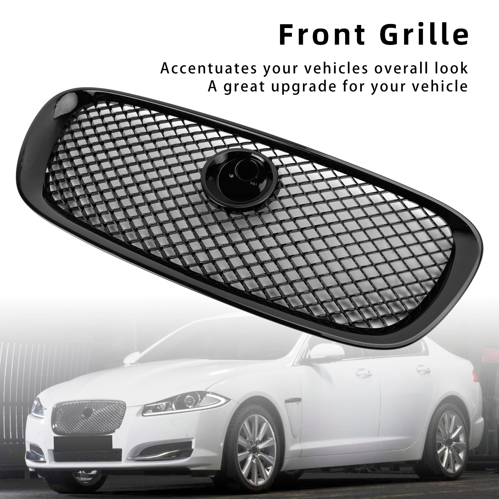 2008 2009 2010 2011 Jaguar XF Pre-Facelift XF-R Style Front Bumper Grill Grille Gloss Black