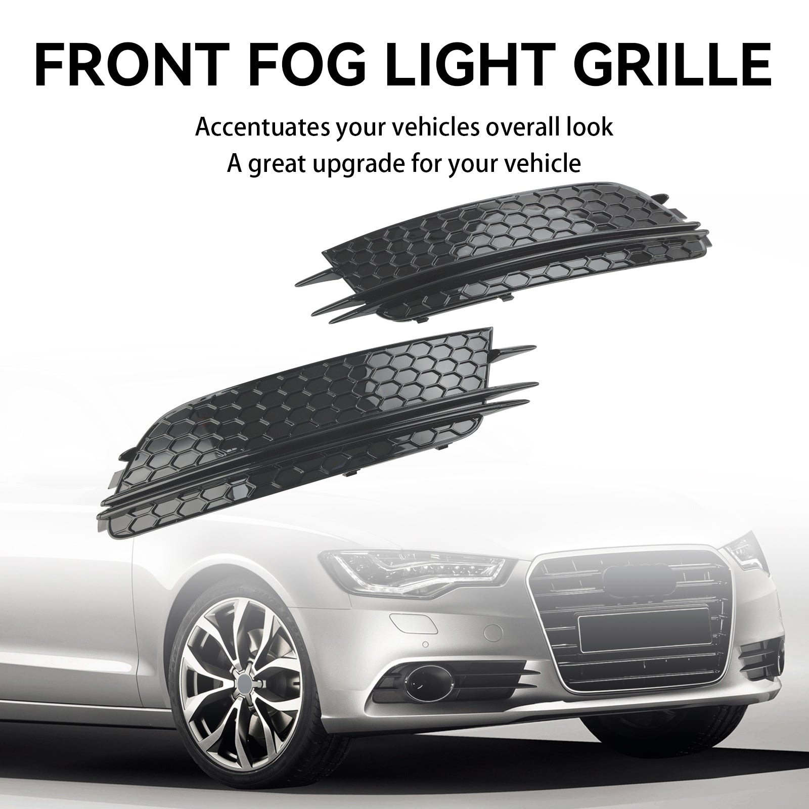 2012-2015 Audi A6 4G C7 2PCS Front Fog Light Cover Bezel Grille Grill