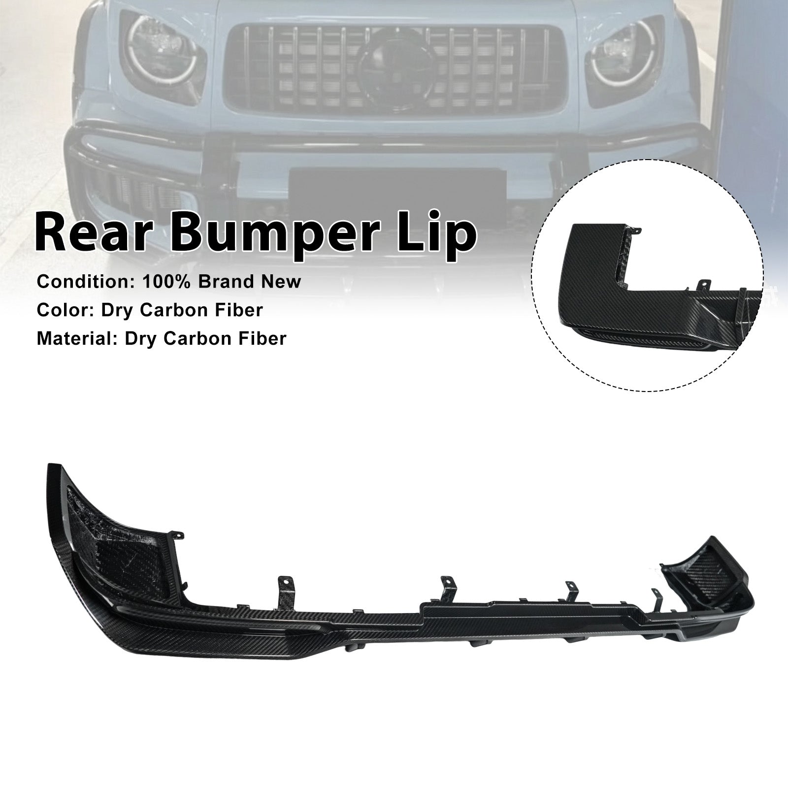 Dry Carbon Fiber Rear Bumper Diffuser Lip Fit Mercedes Benz G-Class W465 2025+