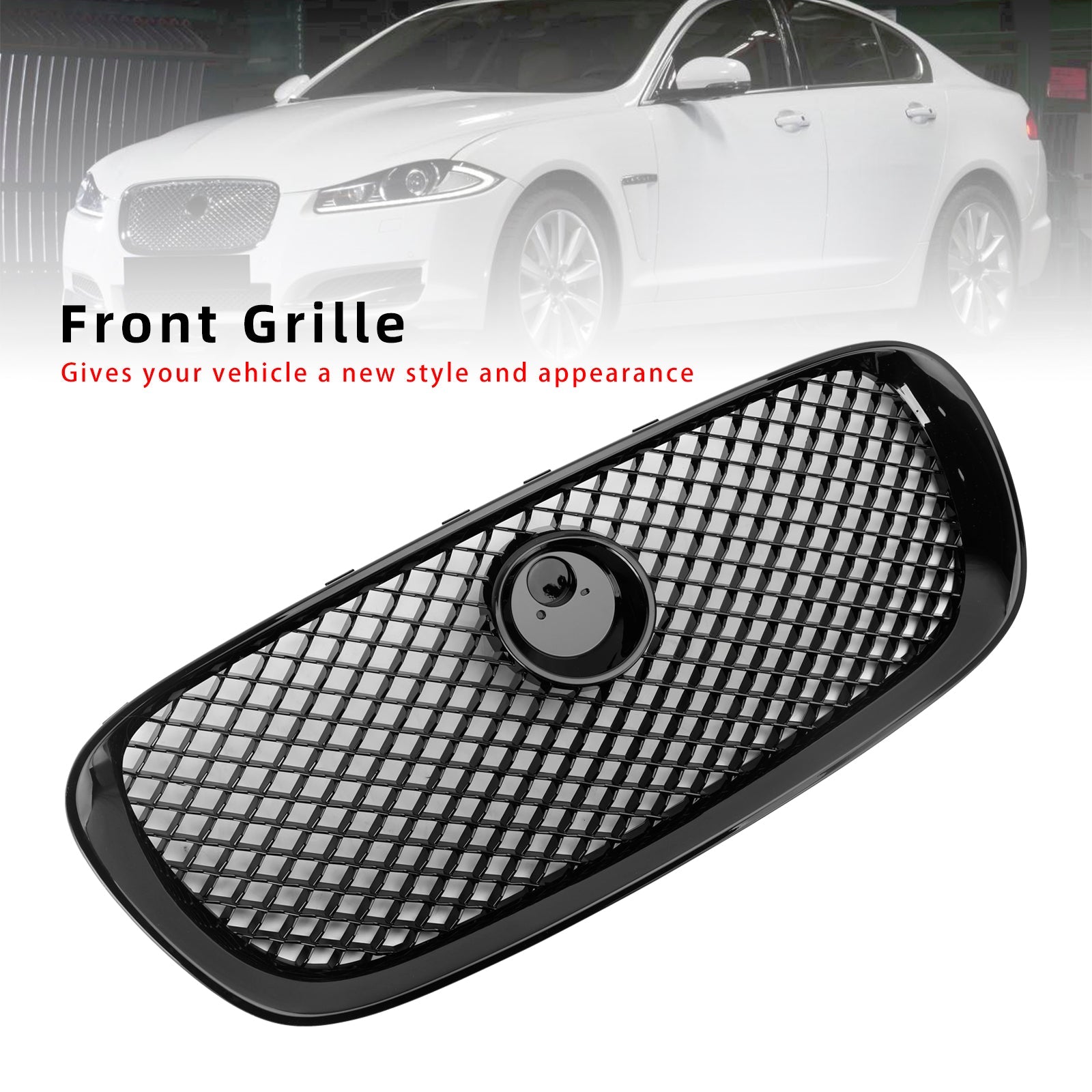 2008 2009 2010 2011 Jaguar XF Pre-Facelift XF-R Style Front Bumper Grill Grille Gloss Black