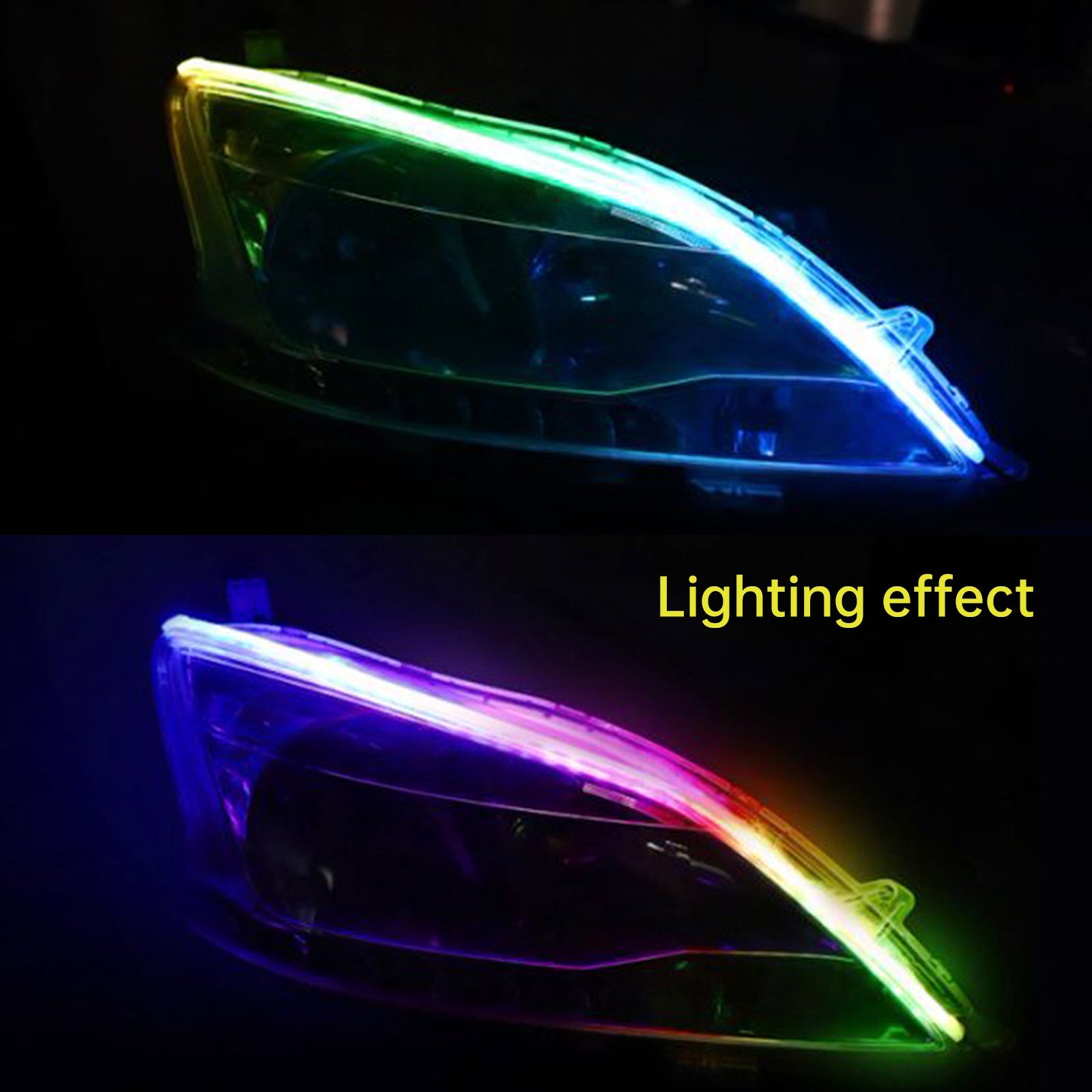 Ultra Thin Car LED Headlight Daytime Running Iridescent Light Eyebrow Strip With Remote control 30cm