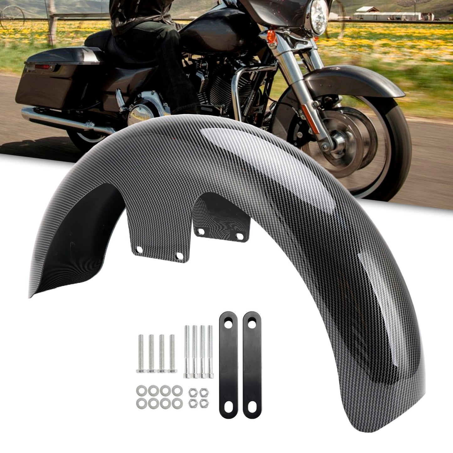 Touring Electra Street Road Glide Baggers FLHT FLHR 19" Wrap Front Fender ABS