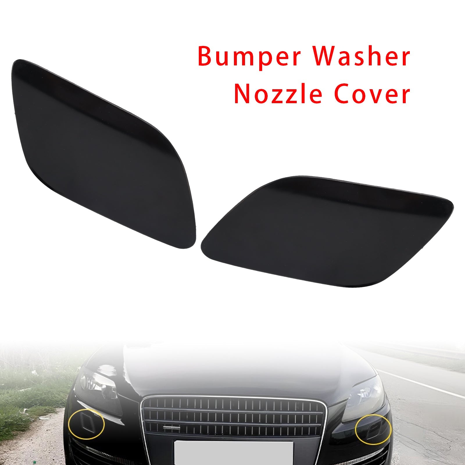 Left+Right Front Bumper Headlight Washer Cover Nozzle Cap For Audi Q7 2010-2015
