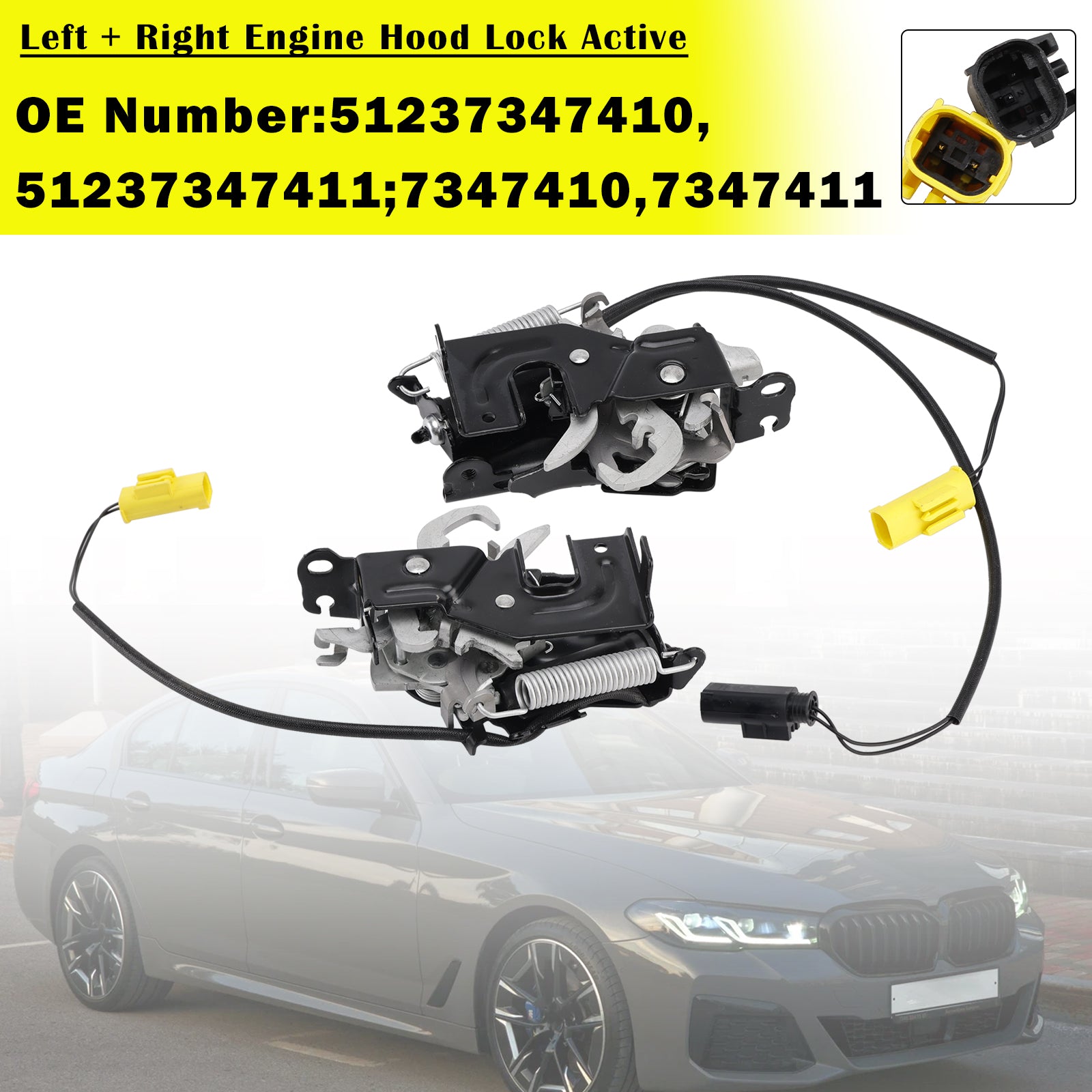 2017- For BMW 6 Gran Turismo (G32) Engine Hood Lock Active Left + Right Set 7347411