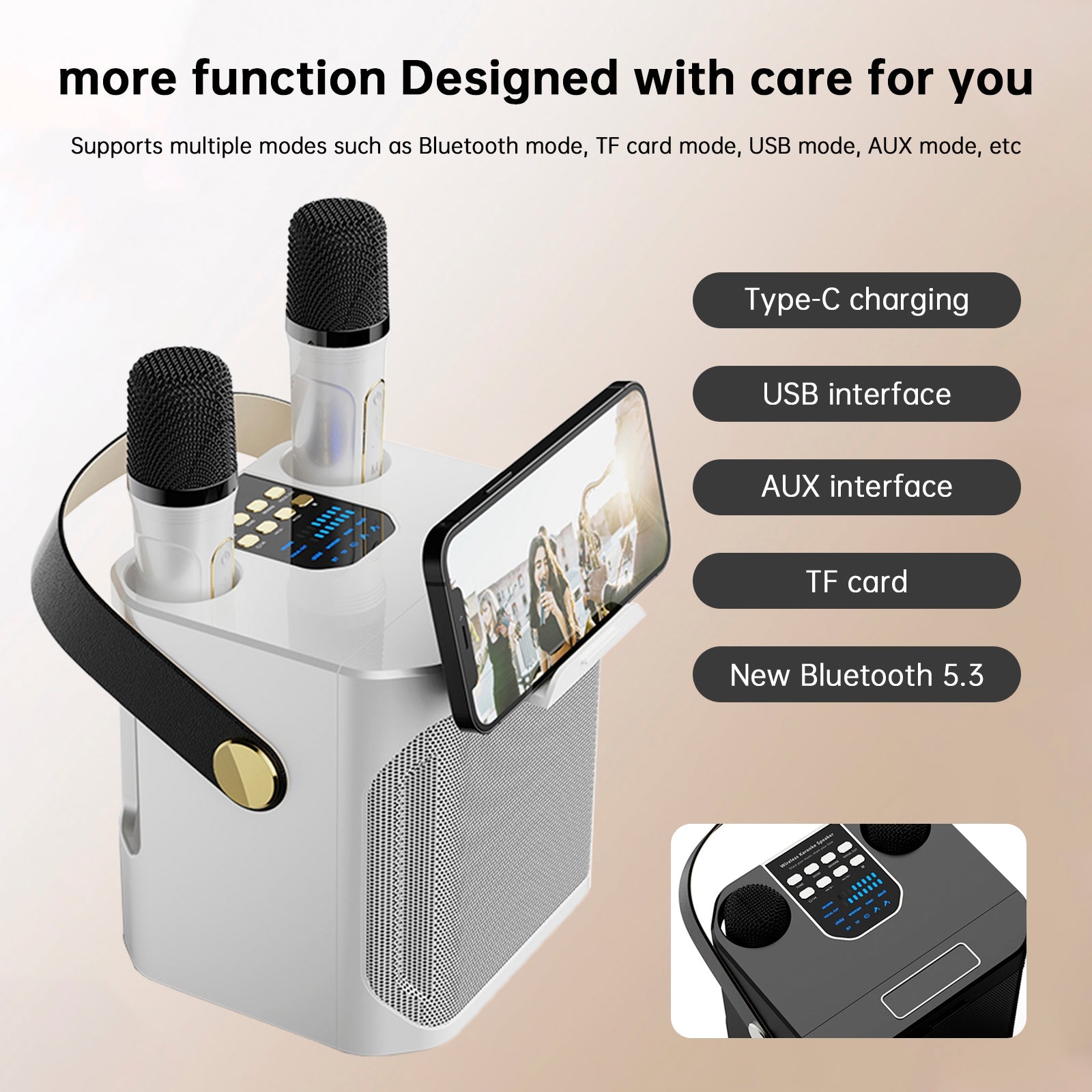 Wireless Bluetooth Speaker Dual Microphone Karaoke Home Portable Karaoke Speaker