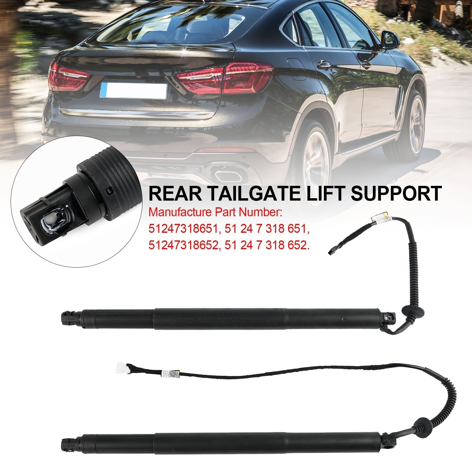 2014-2019 BMW X6 F16 F86 2PCS Tailgate Power Lift Support 51247318651