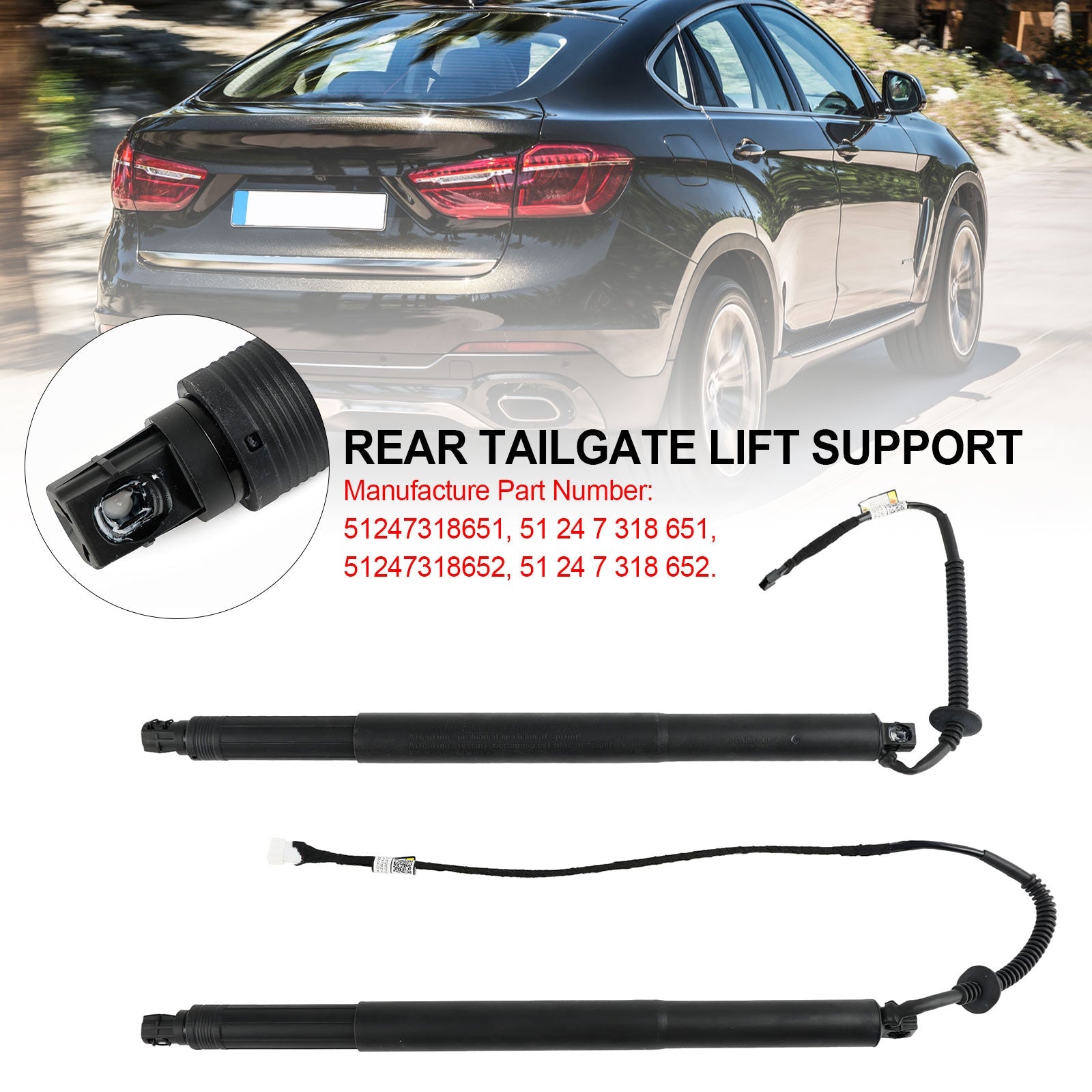 2014-2019 BMW X6 F16 F86 SUV xDrive 30d 2993ccm 249HP 183KW (Diesel) 2PCS Tailgate Power Lift Support 51247318651