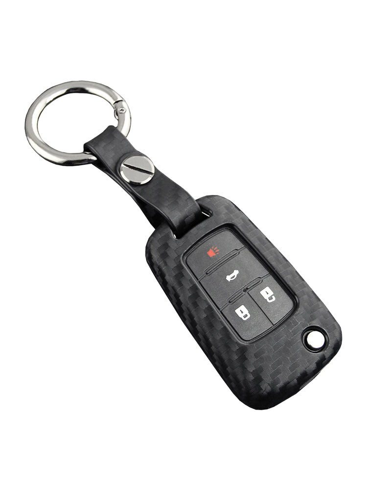 Leather Silicone Car Key Case Cover With Buckle For Chevrolet