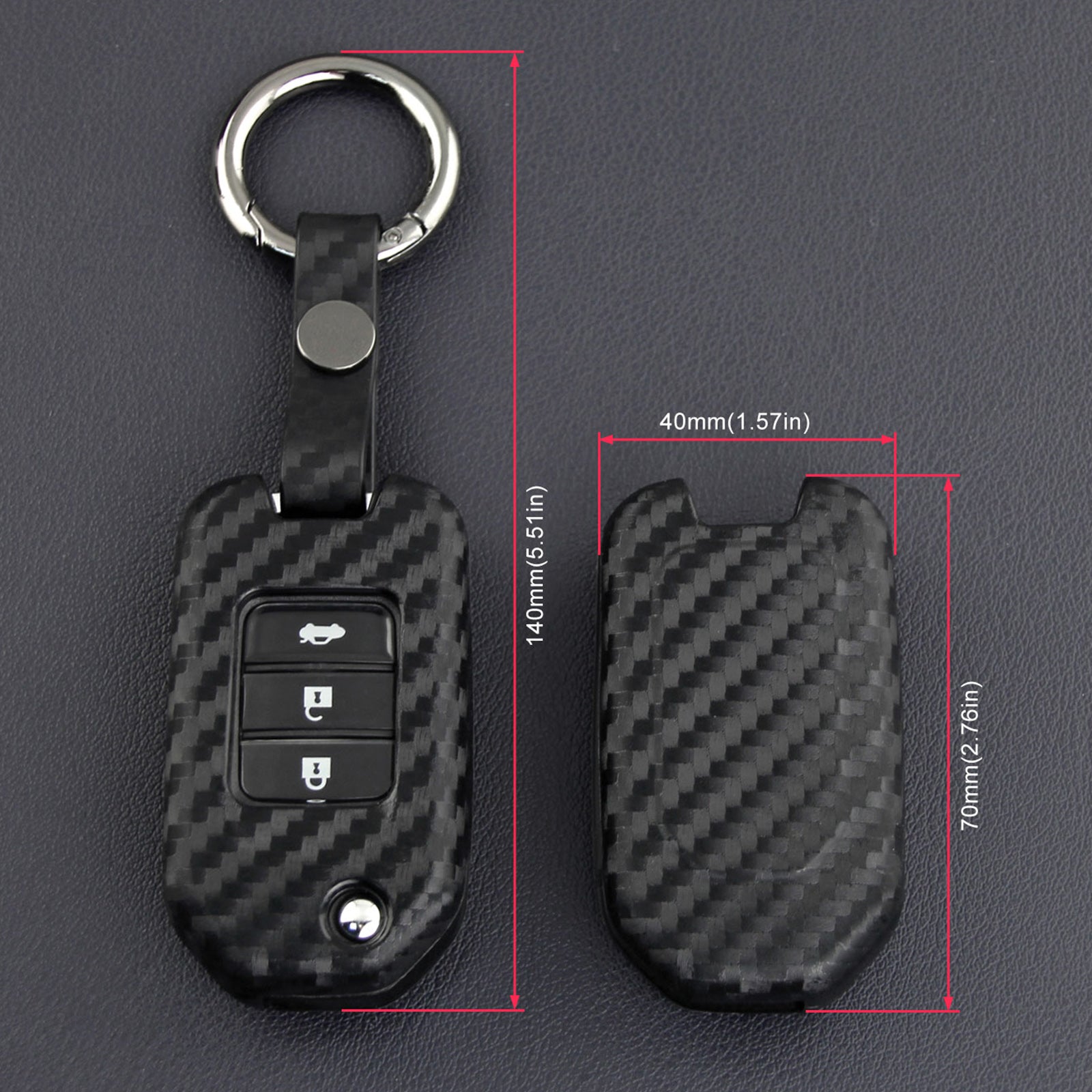 Leather Silicone Car Key Case Cover With Buckle For Honda Accord