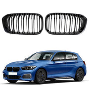 BMW 1 Series 2015-2017 F20 F21 Gloss Black Double Front Kidney Grill Grille