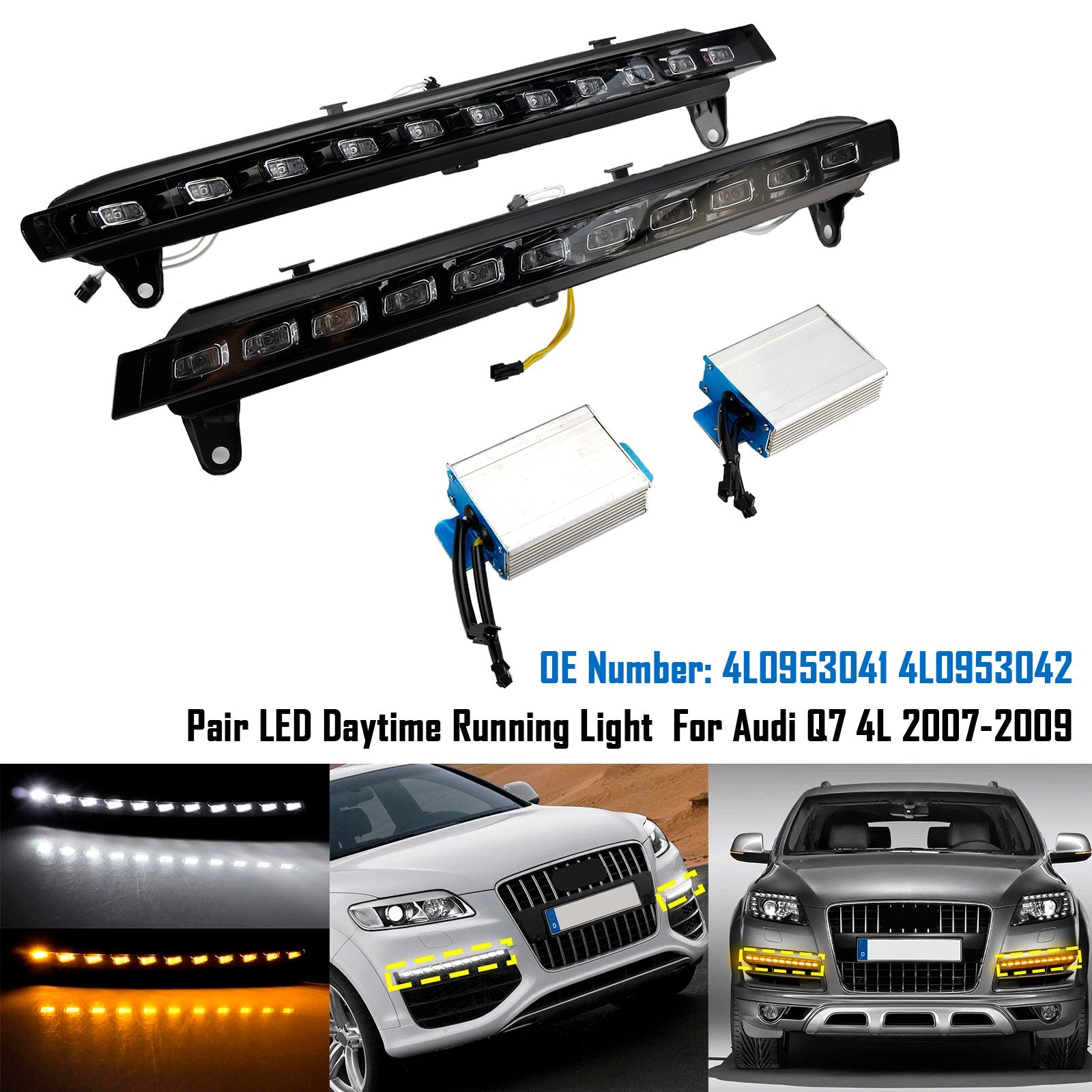 2007-2009 Audi Q7 4L Pair LED Daytime Running Light 4L0953041 4L0953042