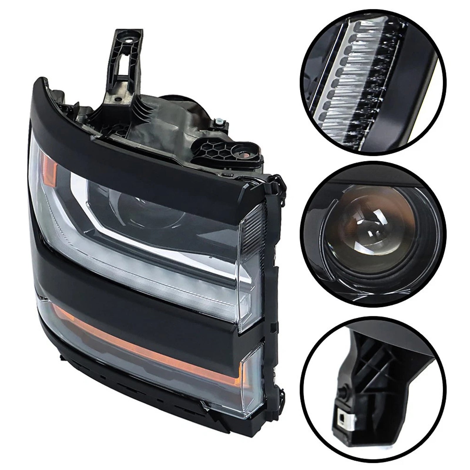 2016-2019 For Chevy Silverado 1500 Left+Right LED Headlight Gloss Black 84357696 84893098