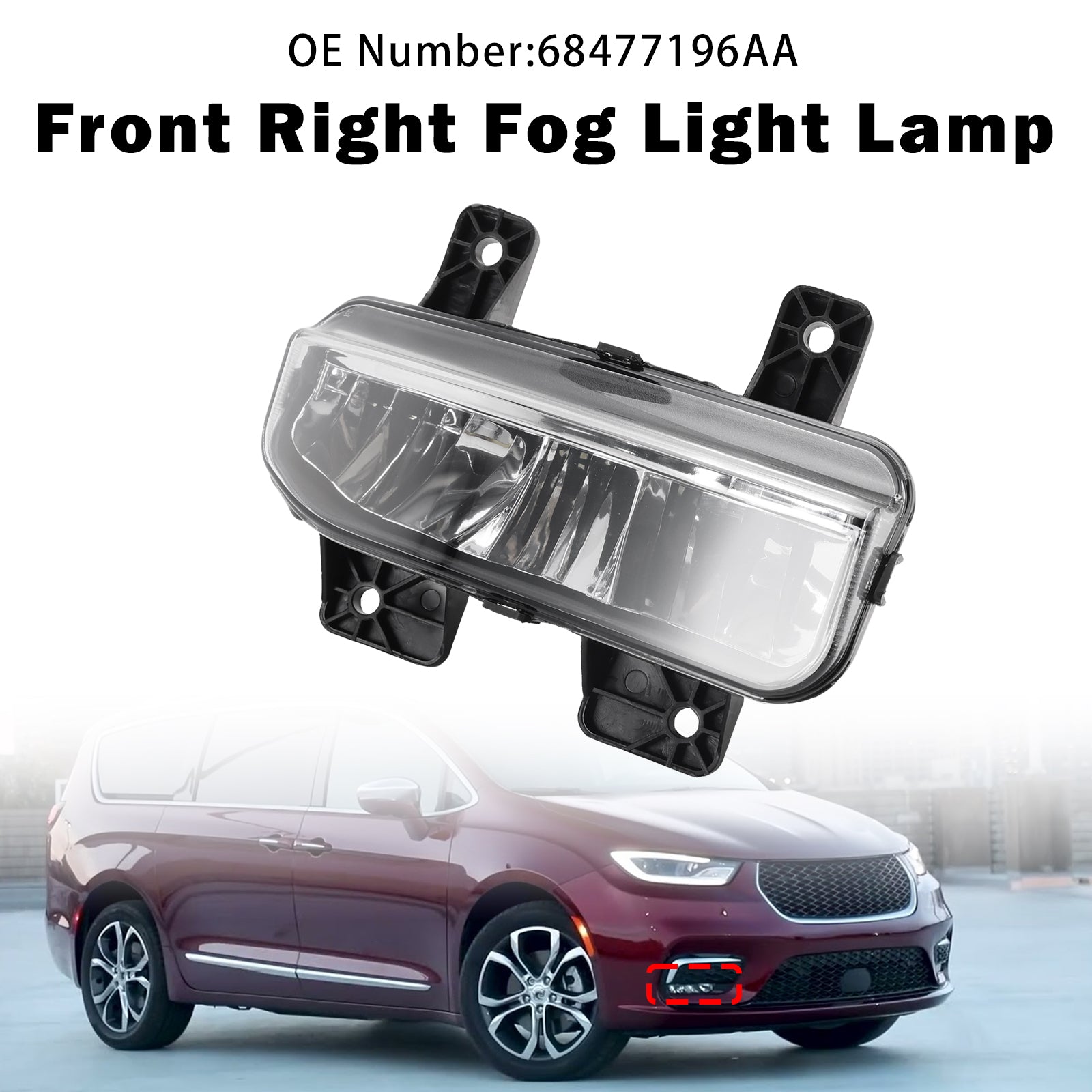 Front Right LED Fog Light For Chrysler Pacifica 2021-2024 Ram 1500 2020-2024