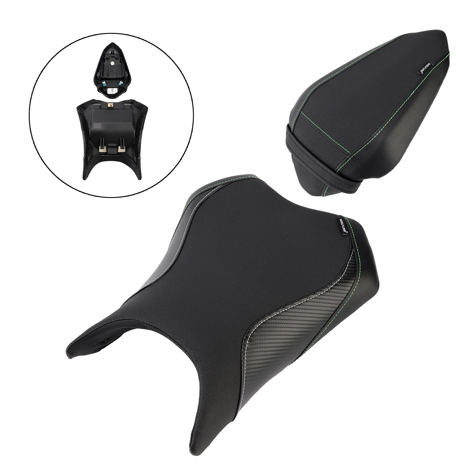 2024-2025 For Kawasaki Ninja 500 Z500 Front&Rear Raider Passenger Cushion Kit Black1