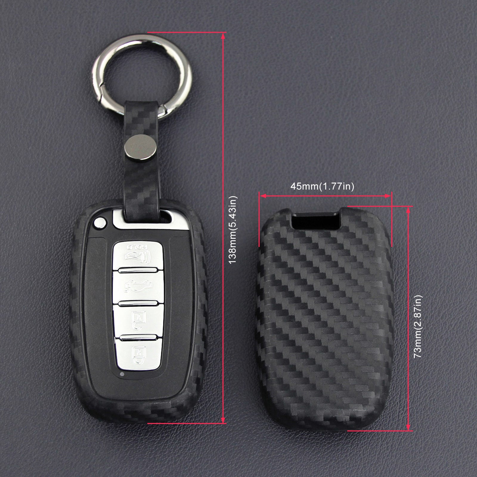 Leather Silicone Car Key Case Cover With Buckle For Hyundai Old Smart