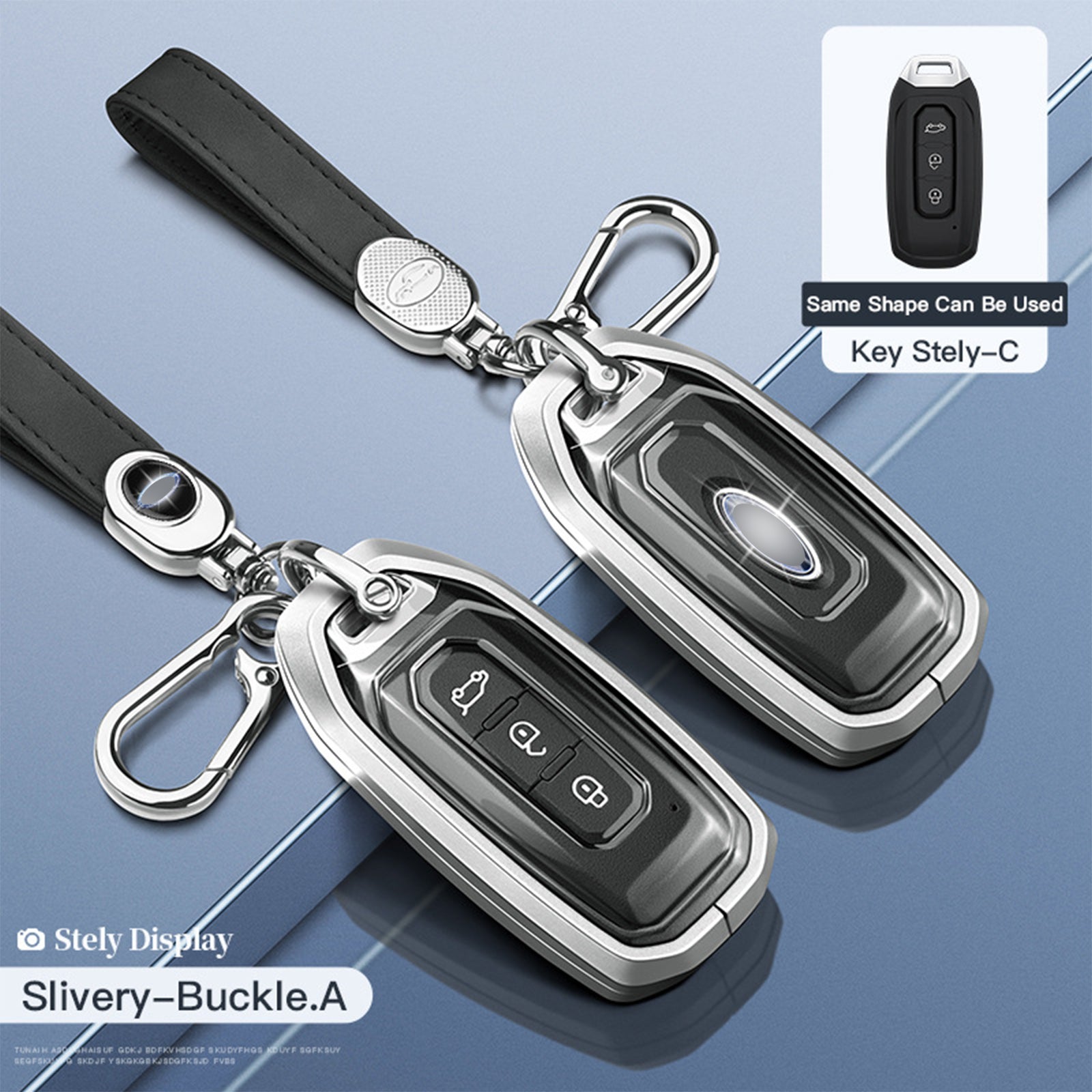 Aluminum Alloy TPU Silvery Car Key Case Cover With Buckle For Ford