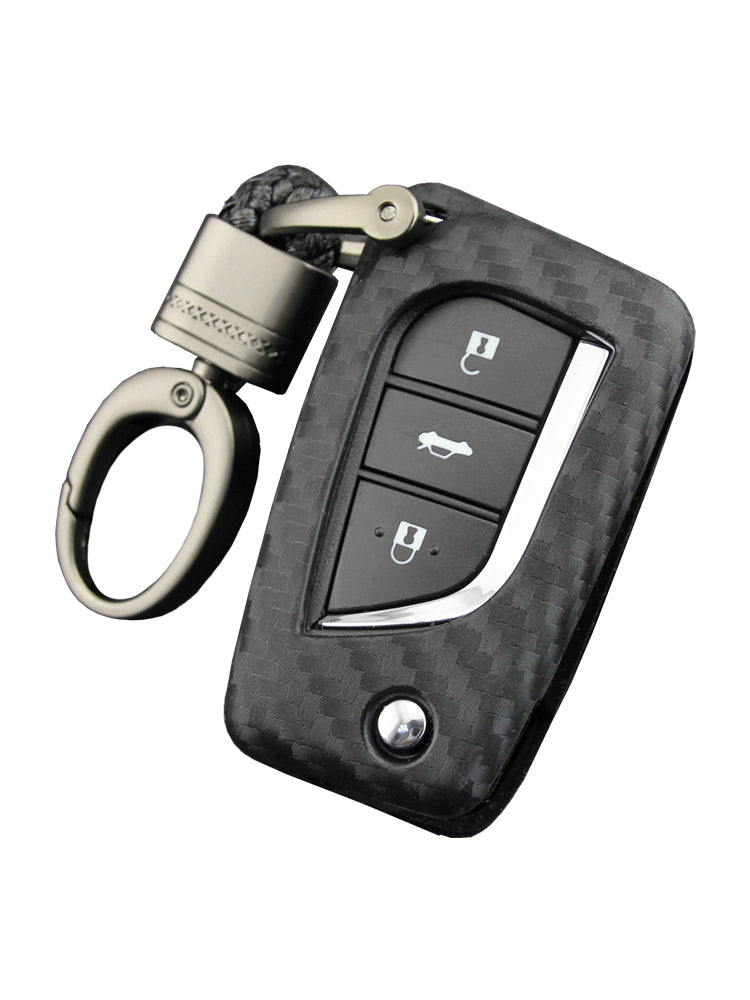 Leather Silicone Car Key Case Cover With Buckle For Toyota