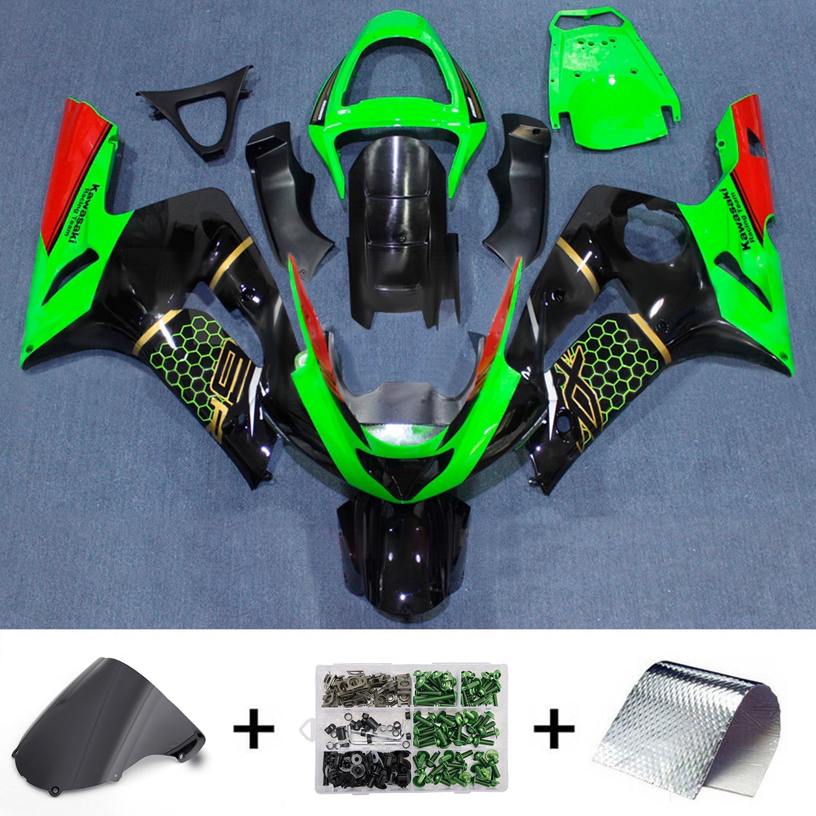 Injection Fairing Kit Bodywork Plastic ABS fit For Kawasaki ZX6R 636 2003-2004