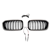 2015-2017 Fit BMW 1 Series F20 F21 Double Line Front Kidney Grill Grille Black